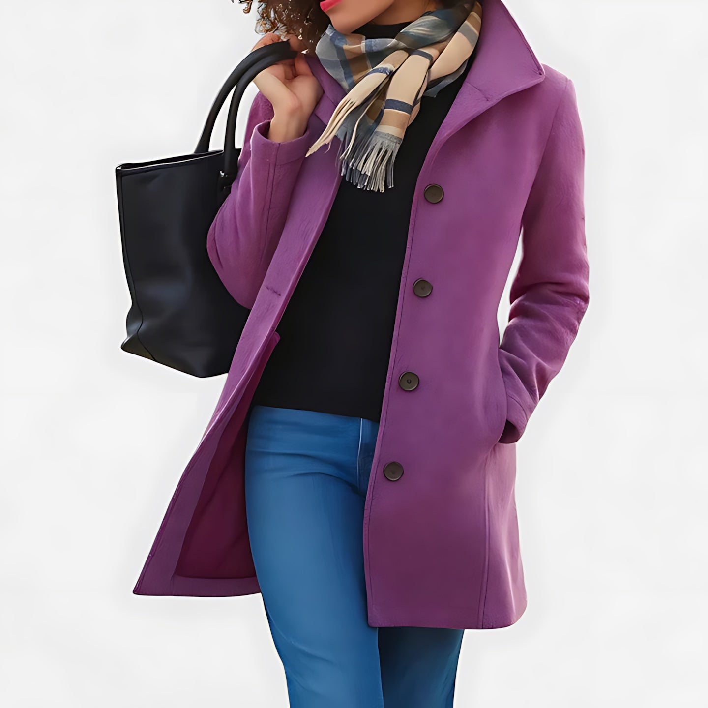 Lily – Button Front Tailored Midi Coat