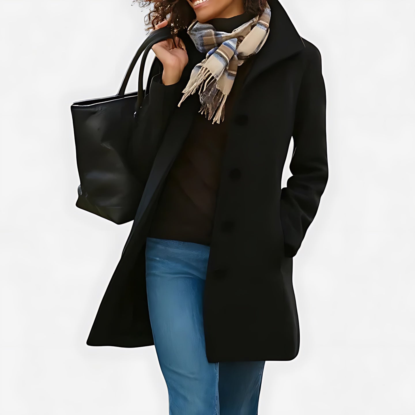 Lily – Button Front Tailored Midi Coat
