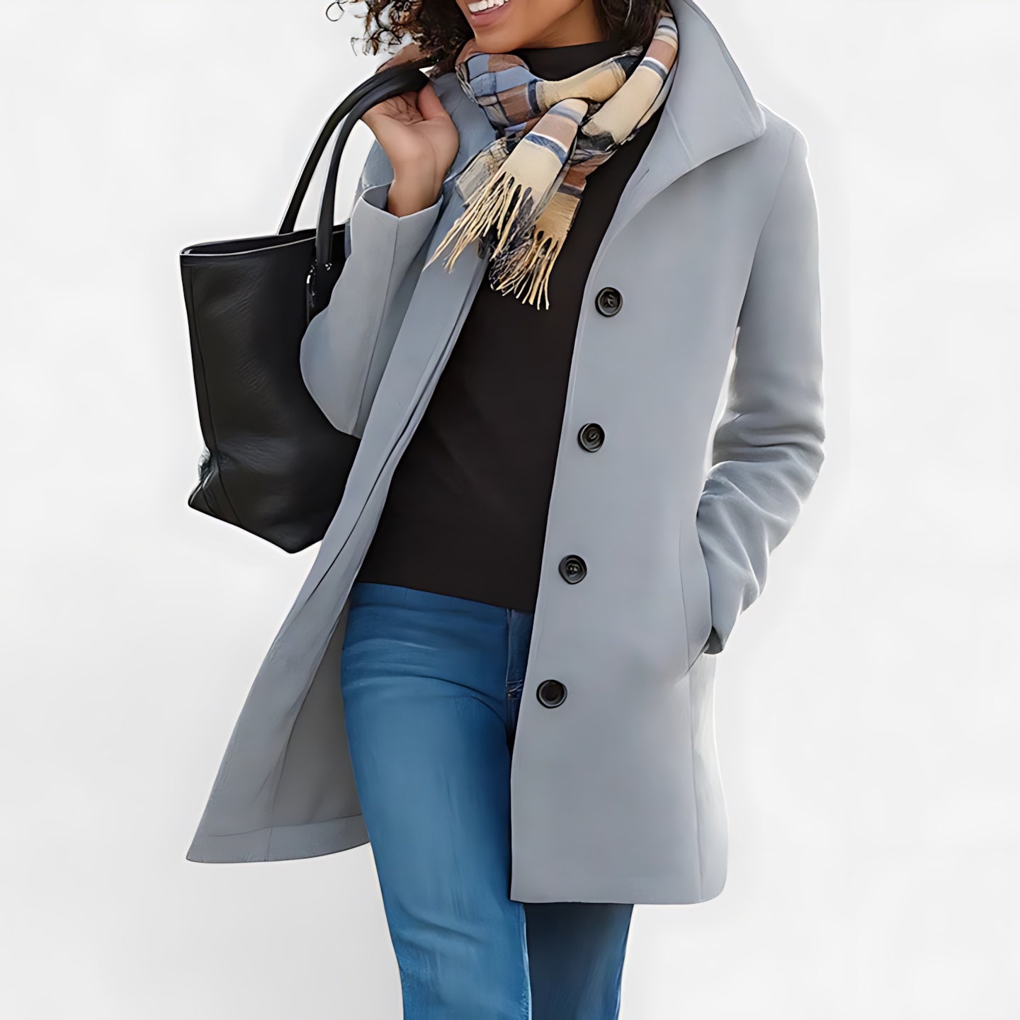 Lily – Button Front Tailored Midi Coat