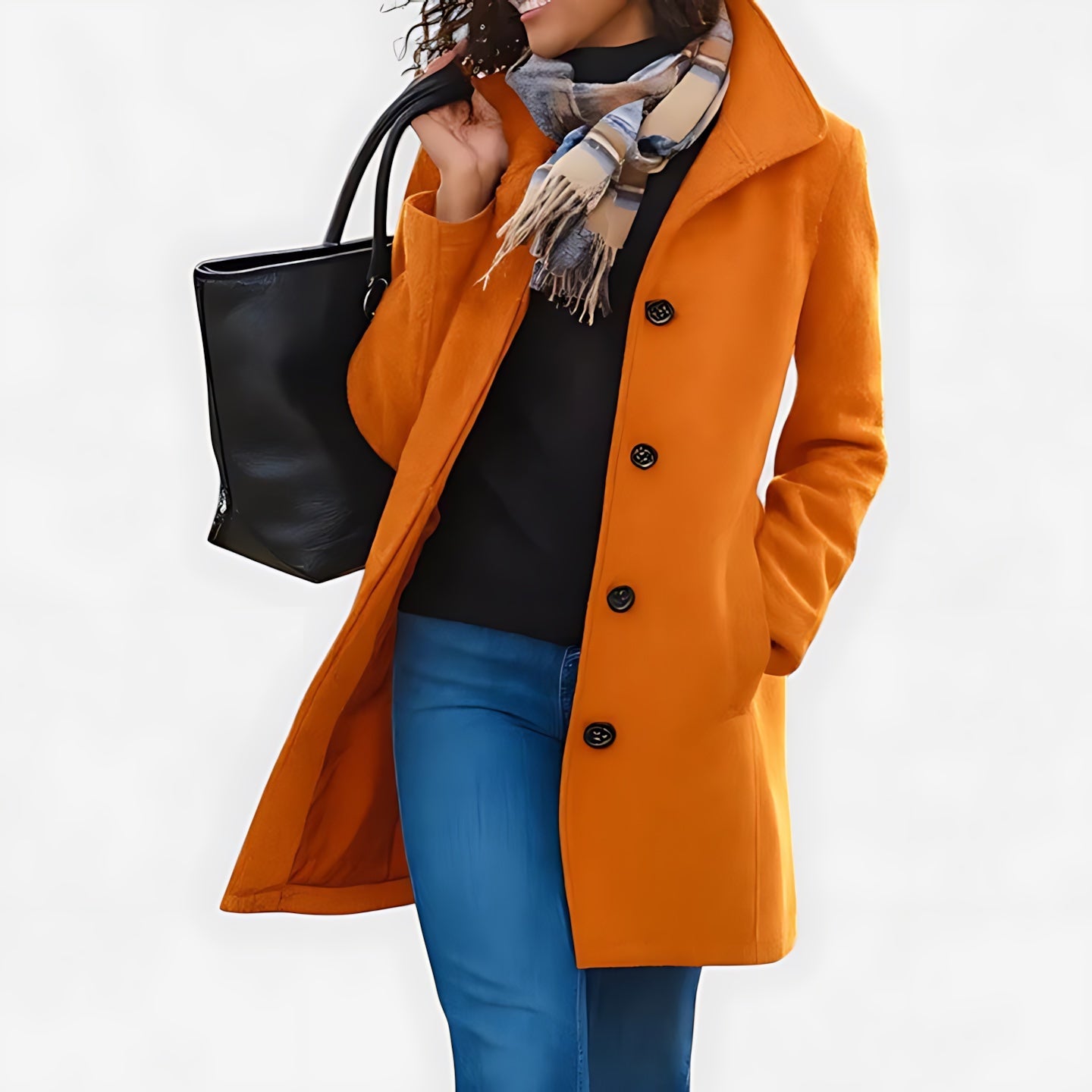 Lily – Button Front Tailored Midi Coat