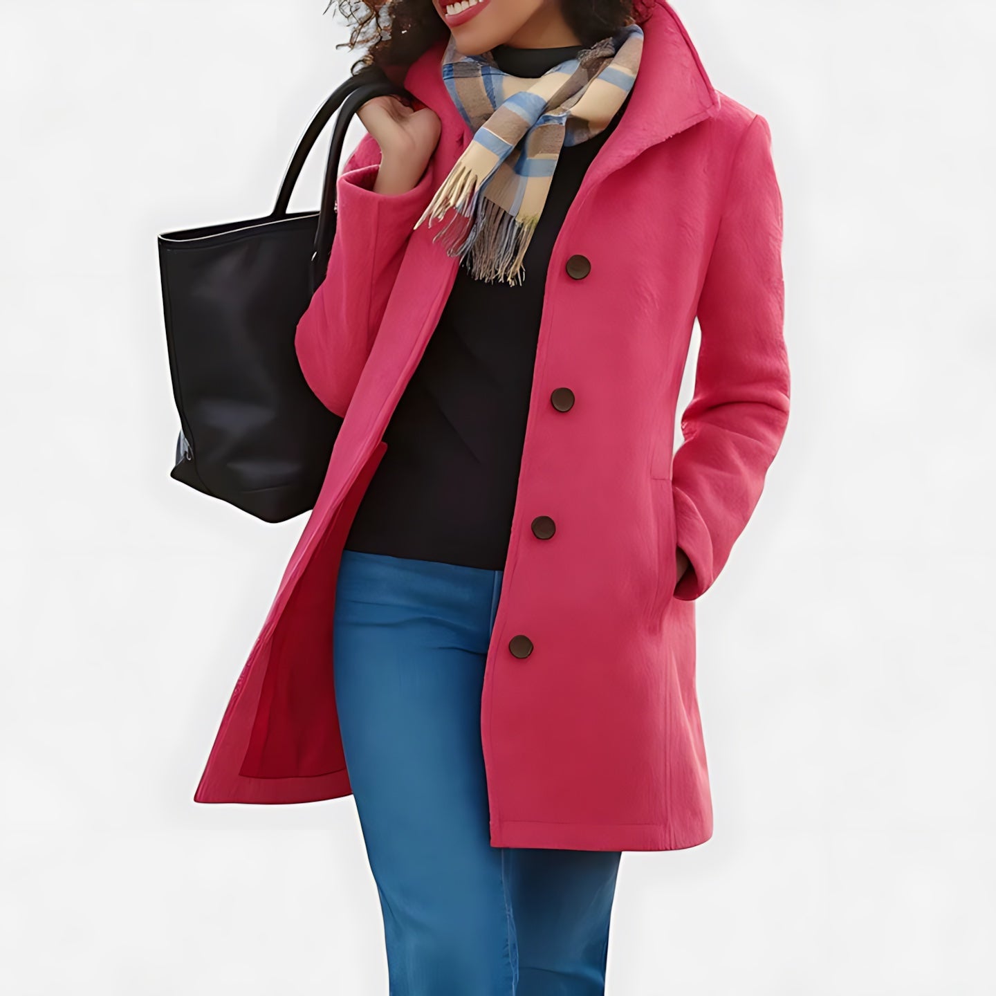 Lily – Button Front Tailored Midi Coat