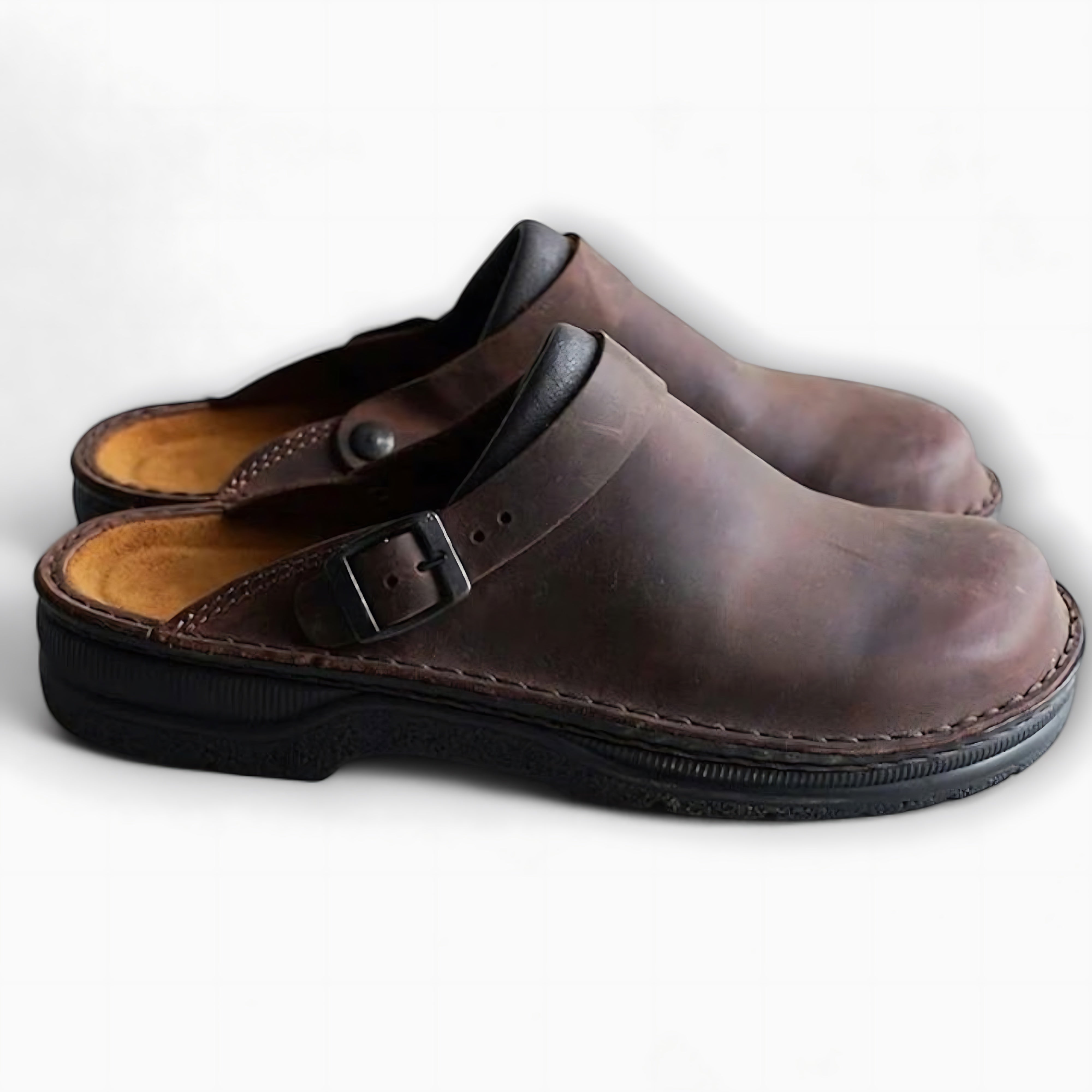 Lily – Leather Lug Sole Mule Clogs
