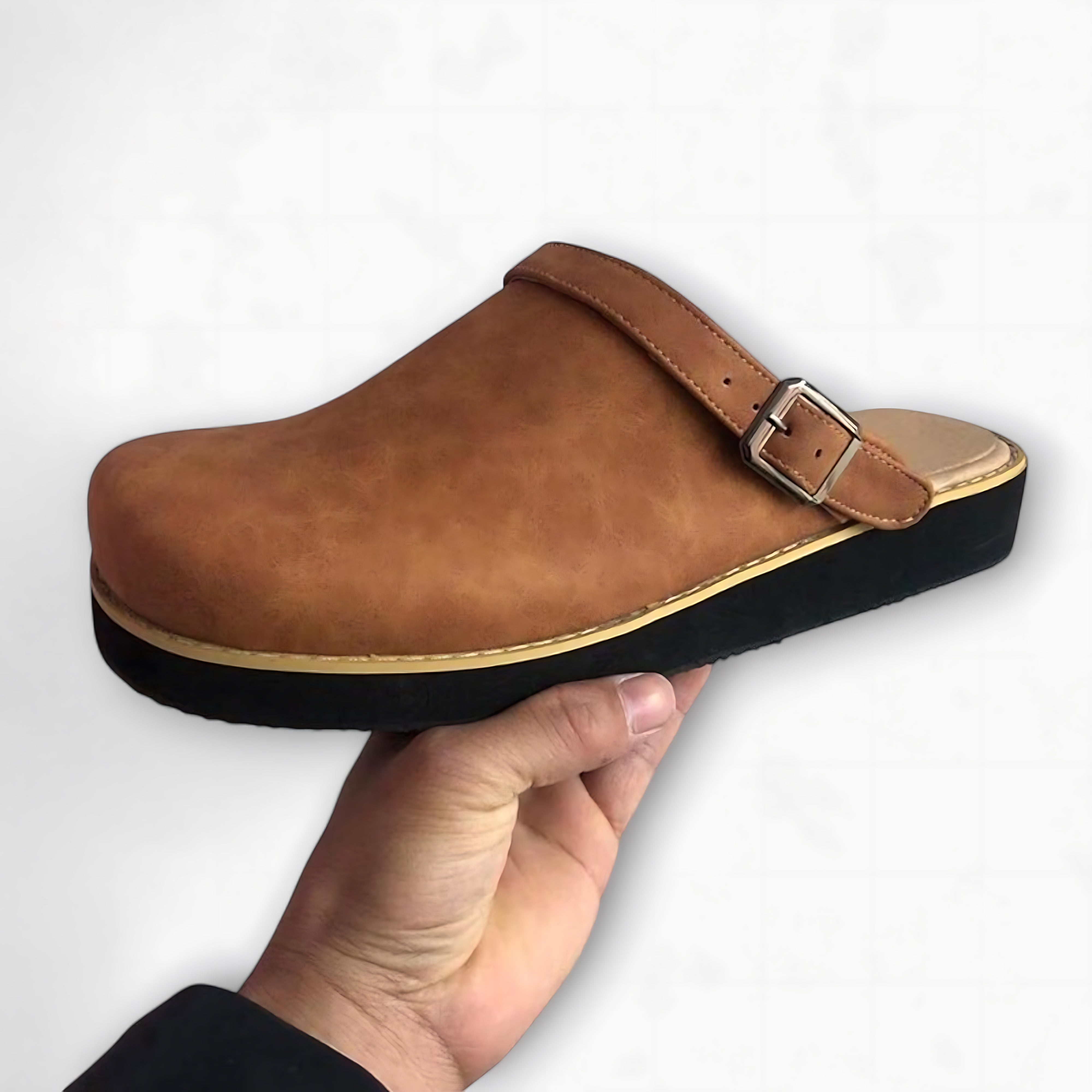 Lily – Leather Lug Sole Mule Clogs
