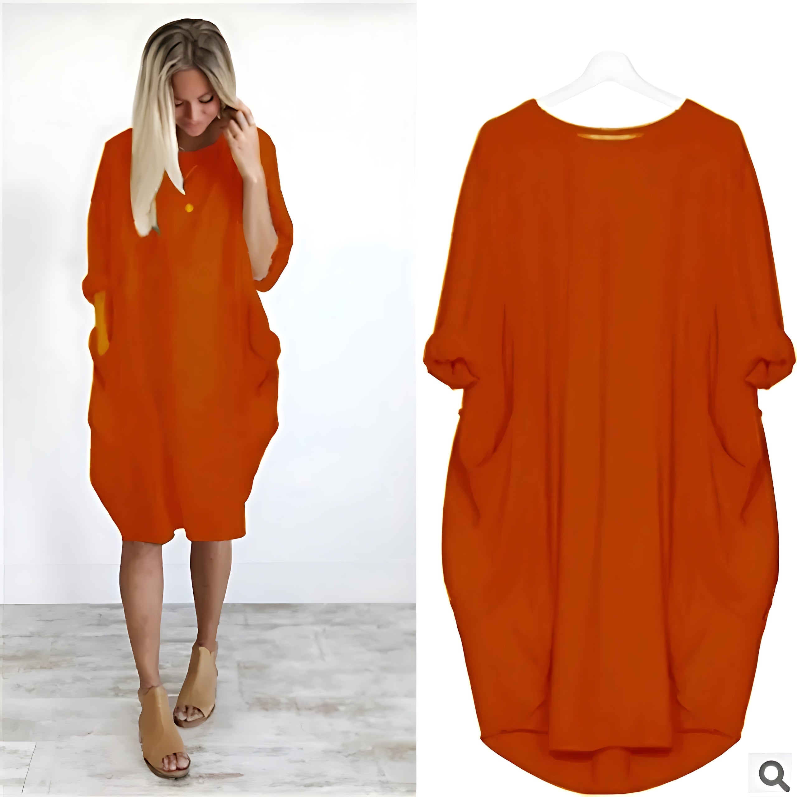 Lily – Oversized V Neck Batwing Midi Dress
