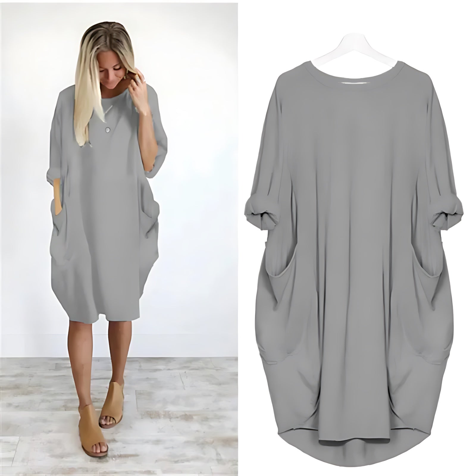 Lily – Oversized V Neck Batwing Midi Dress