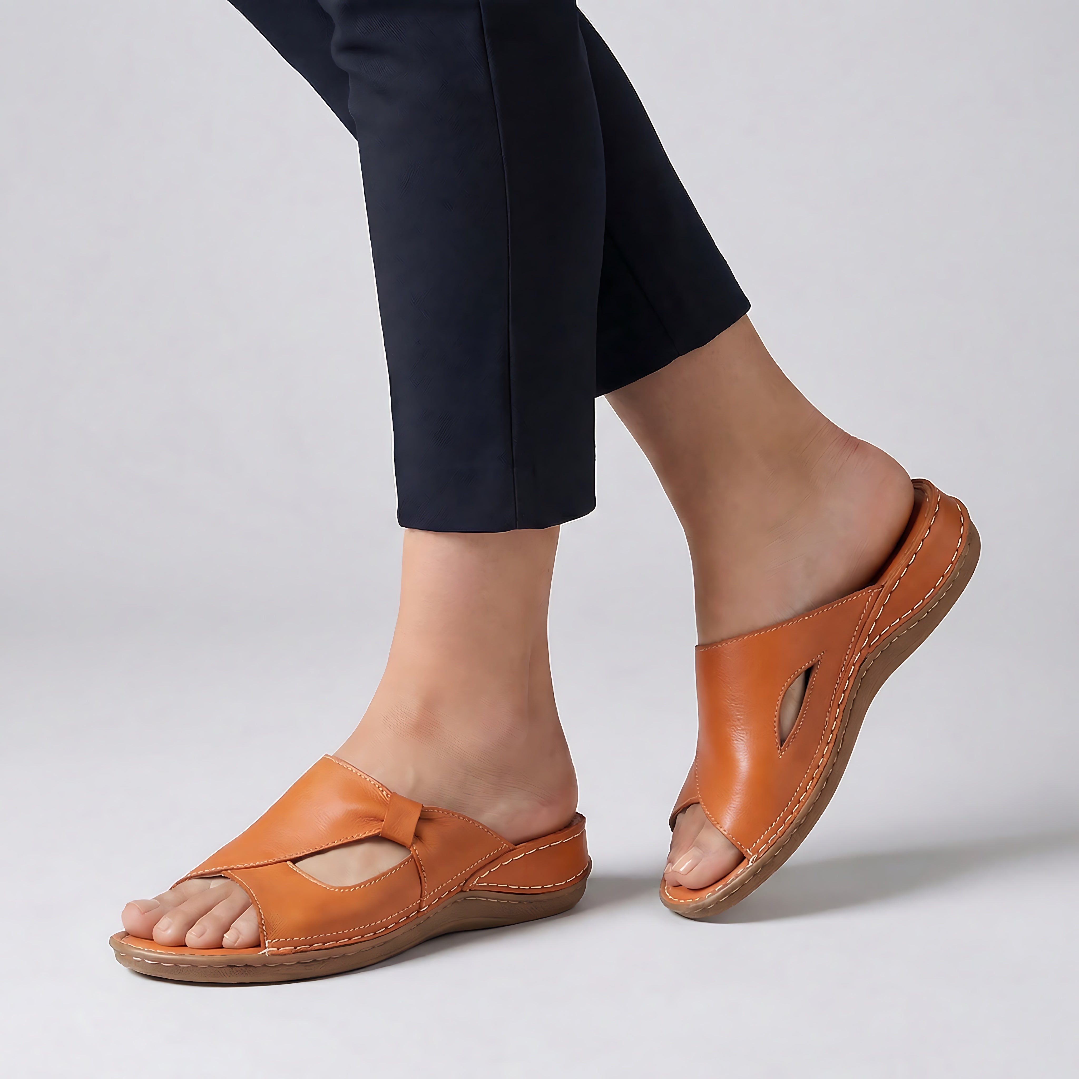 Lily – Side Cutout Low Wedge Slide Sandals