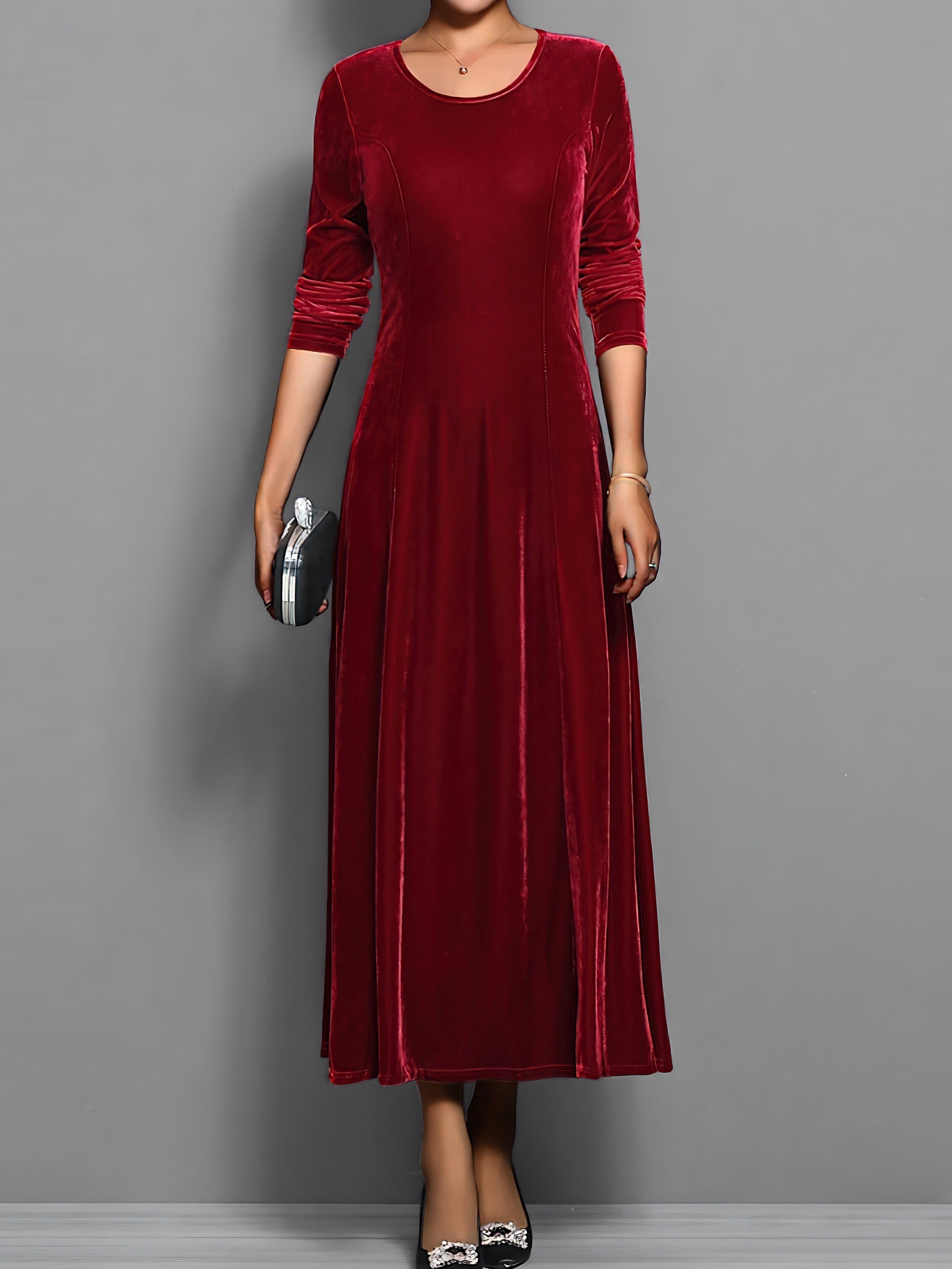 Lily – Velvet A-Line Evening Maxi Dress