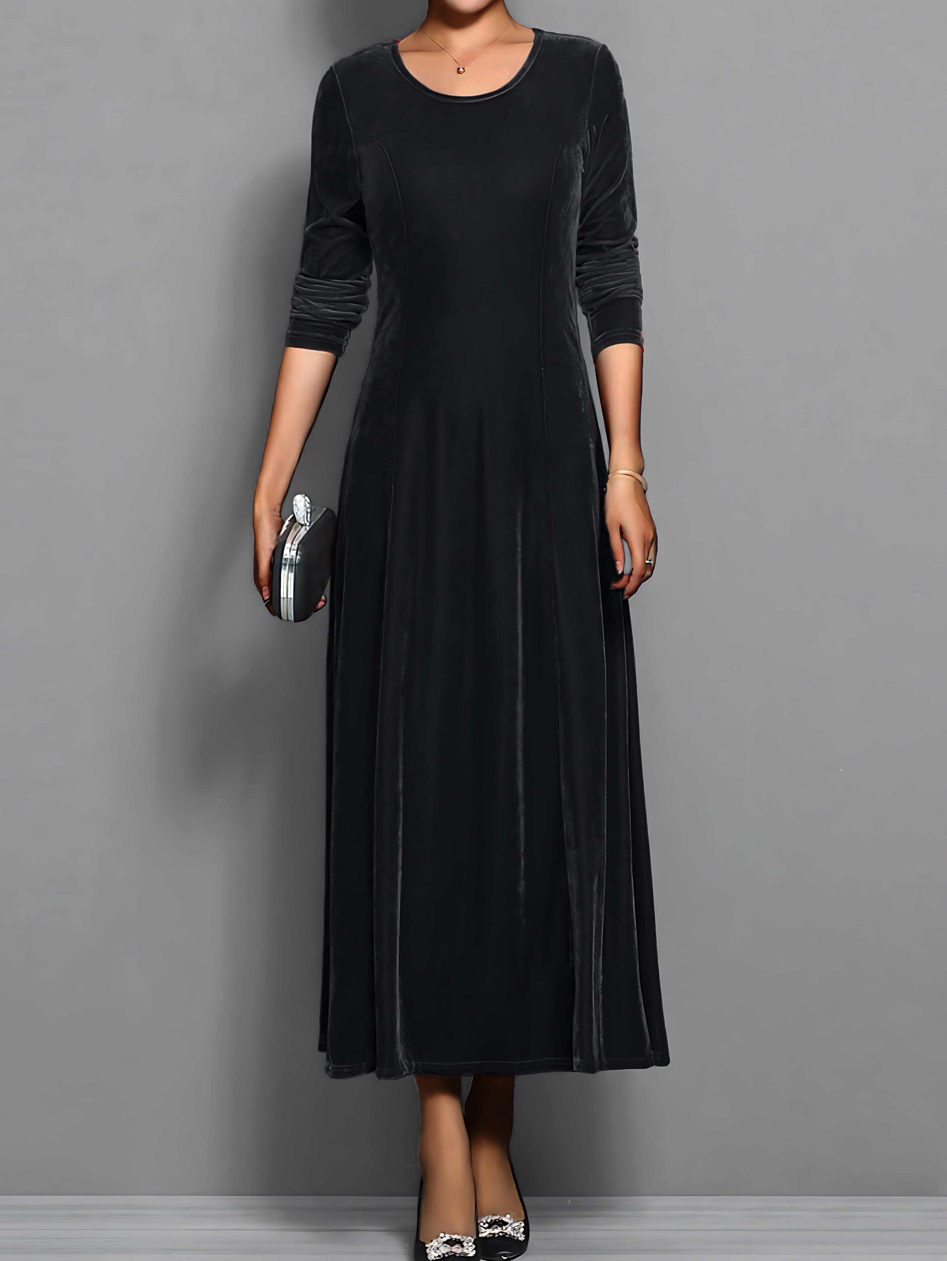 Lily – Velvet A-Line Evening Maxi Dress