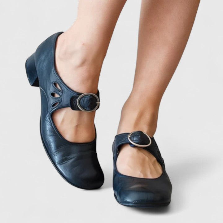 Eva – Leather Round Toe Mary Jane Flats