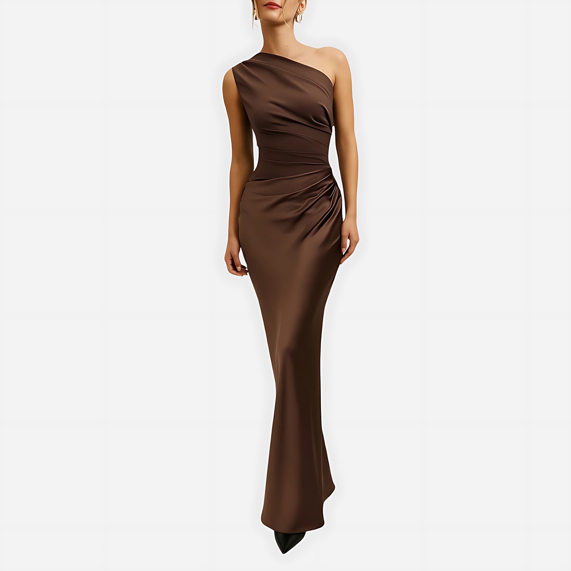 Lola – Satin One Shoulder Mermaid Evening Maxi Dress