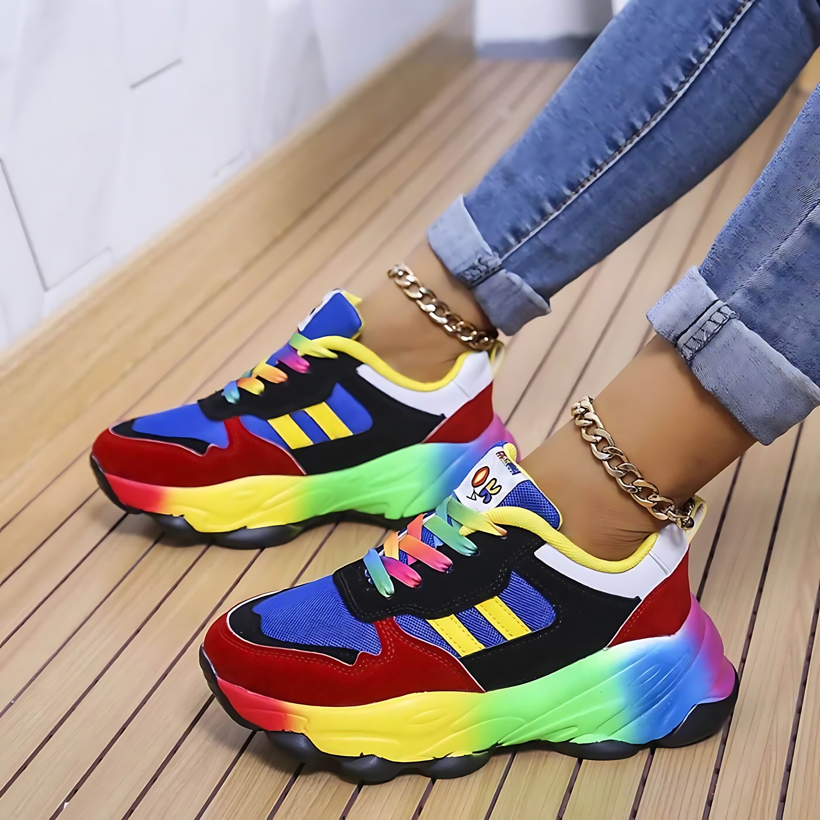 Lucia – Colorblock Lace Up Chunky Sneakers