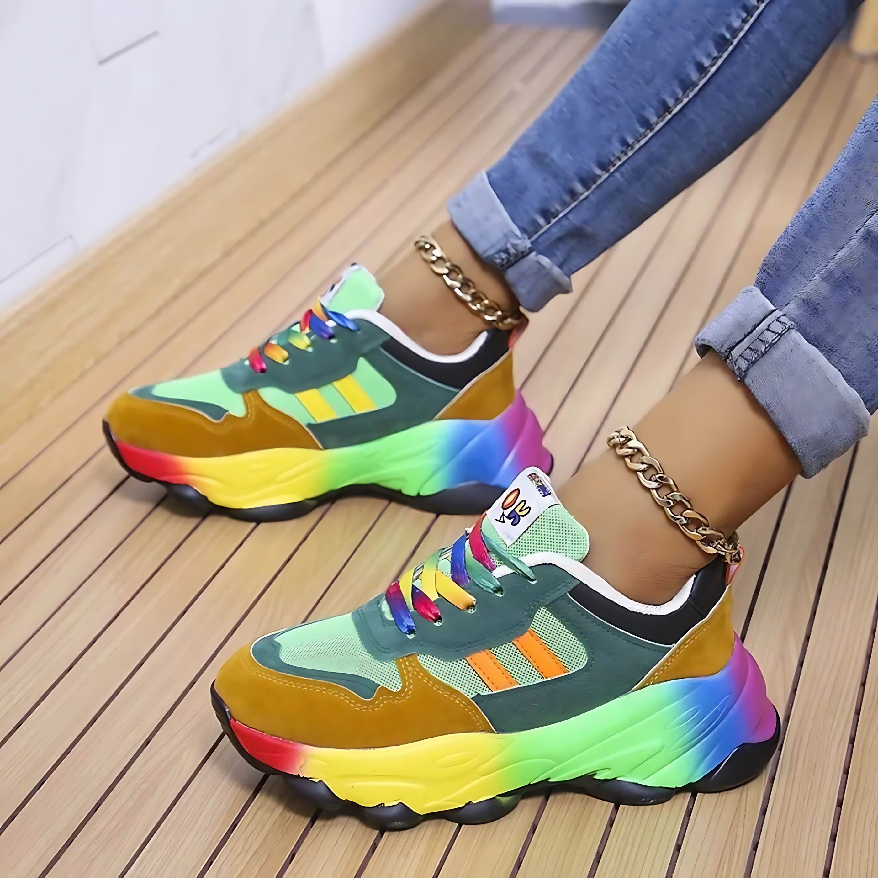 Lucia – Colorblock Lace Up Chunky Sneakers