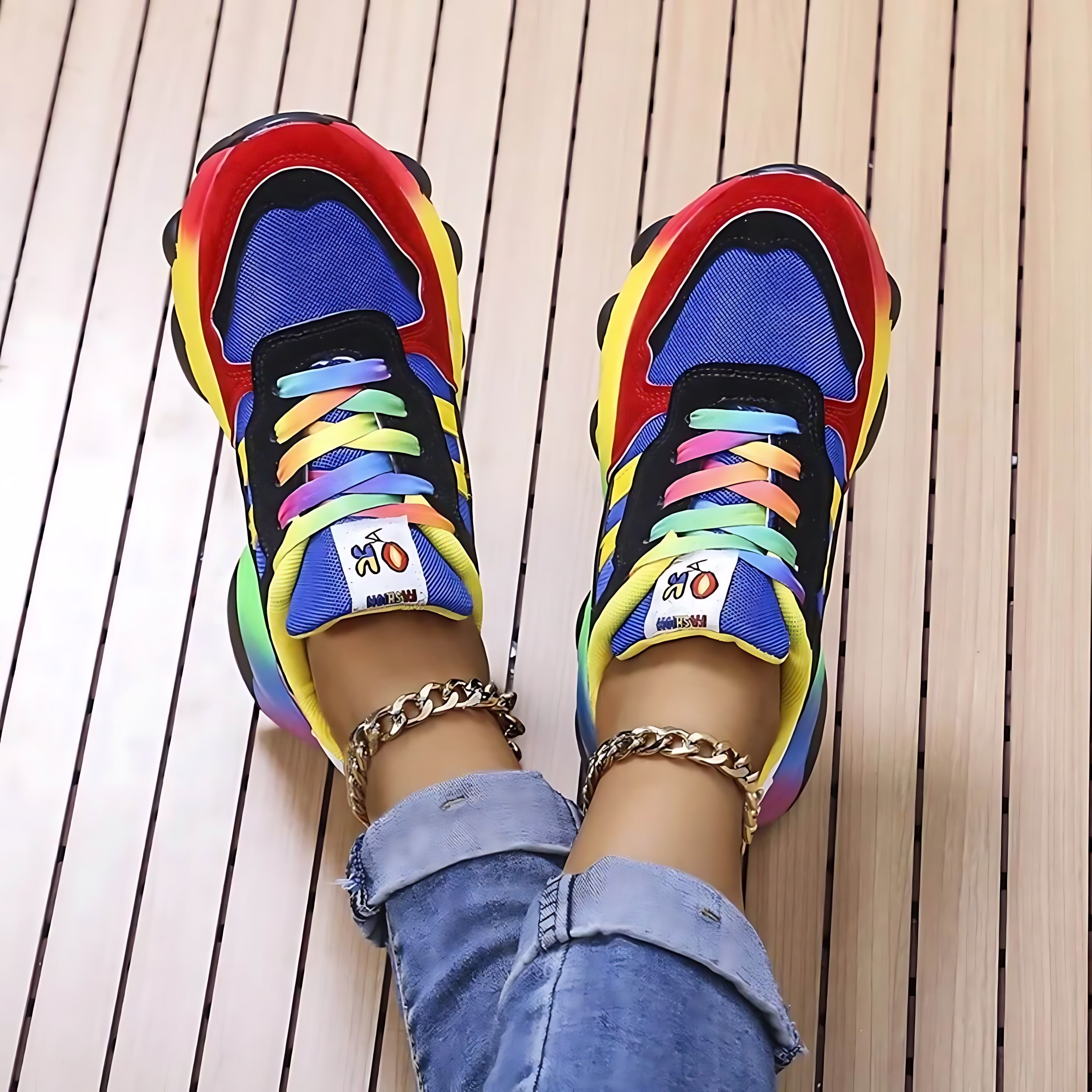Lucia – Colorblock Lace Up Chunky Sneakers