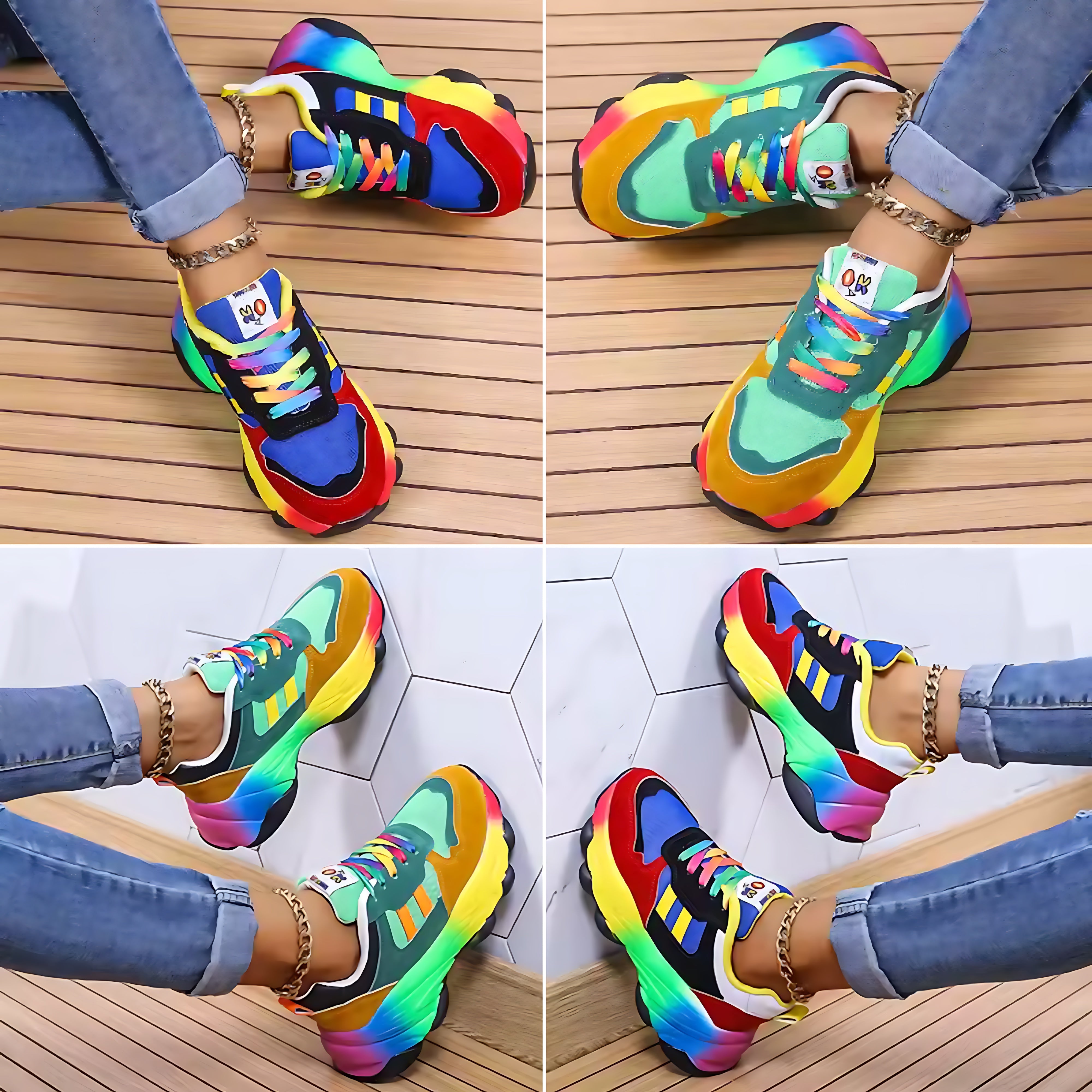 Lucia – Colorblock Lace Up Chunky Sneakers