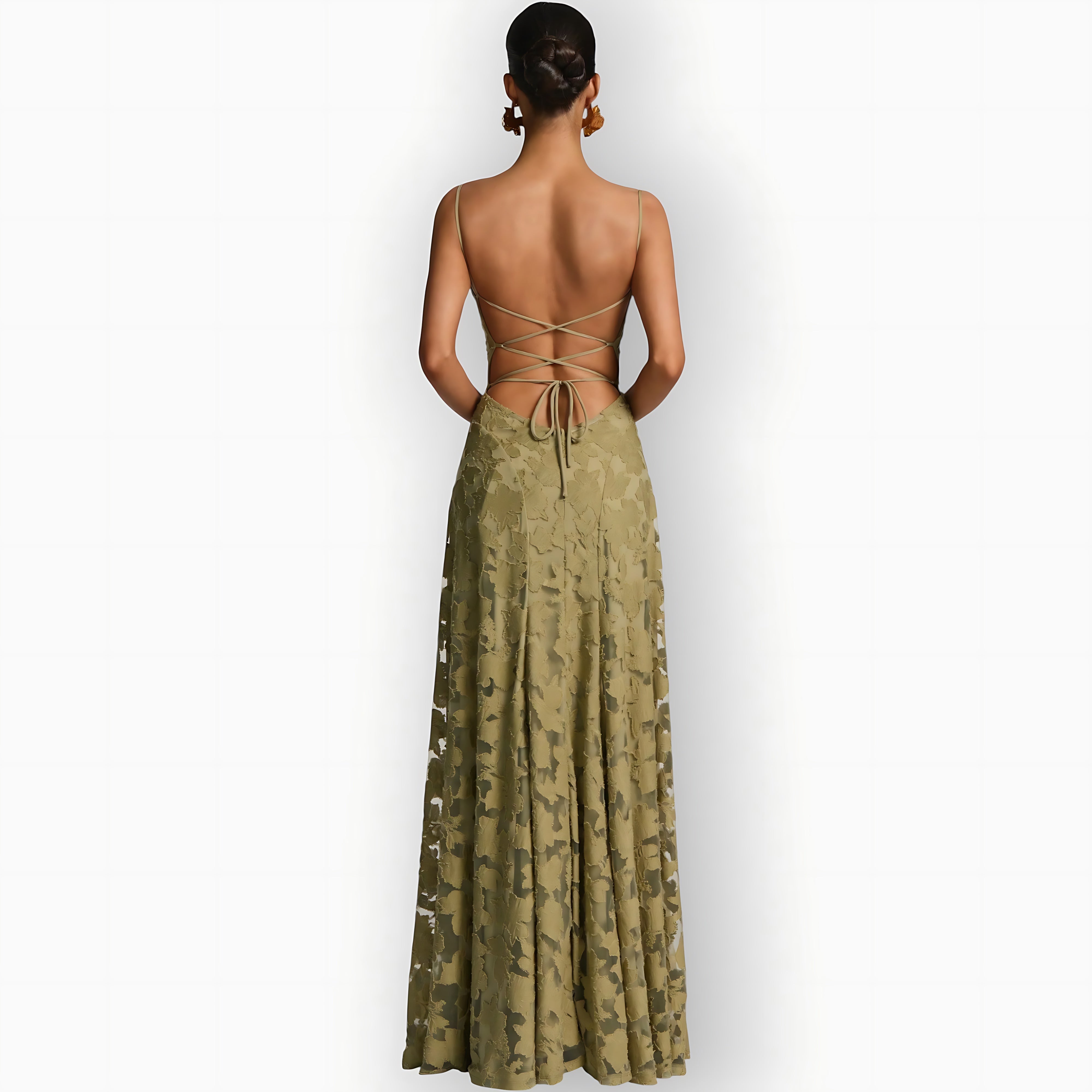 Lucia – Floral Applique A-Line Evening Maxi Dress