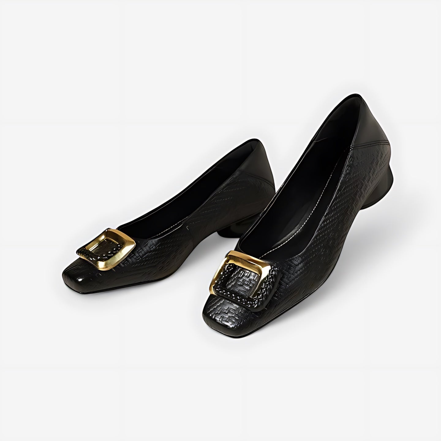 Lucia – Square Toe Block Heel Pumps