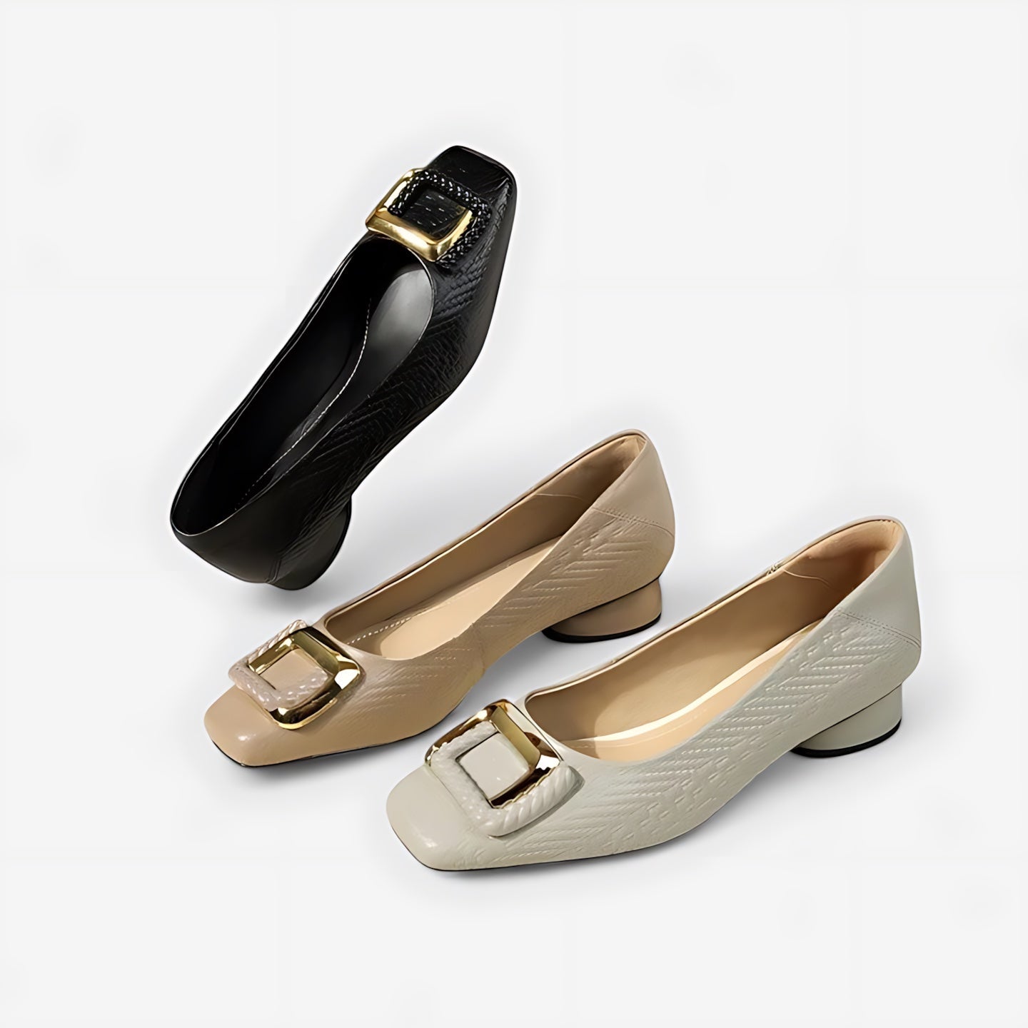 Lucia – Square Toe Block Heel Pumps