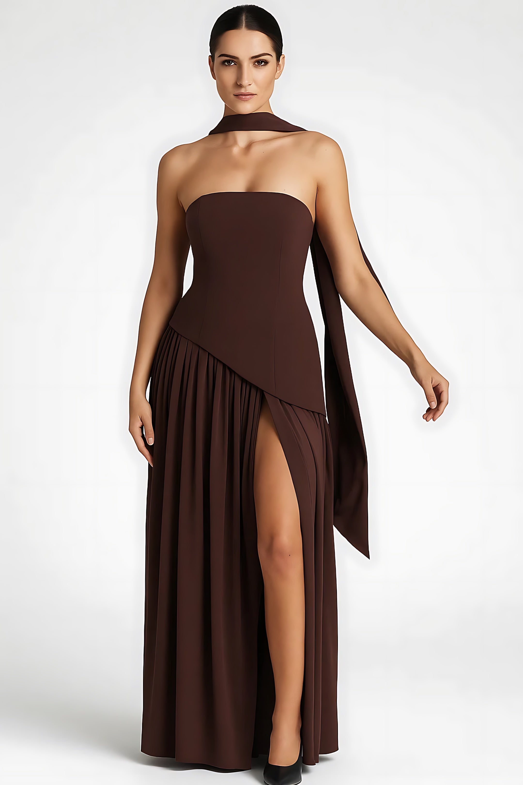 Lucia – Strapless Side Slit Evening Maxi Dress