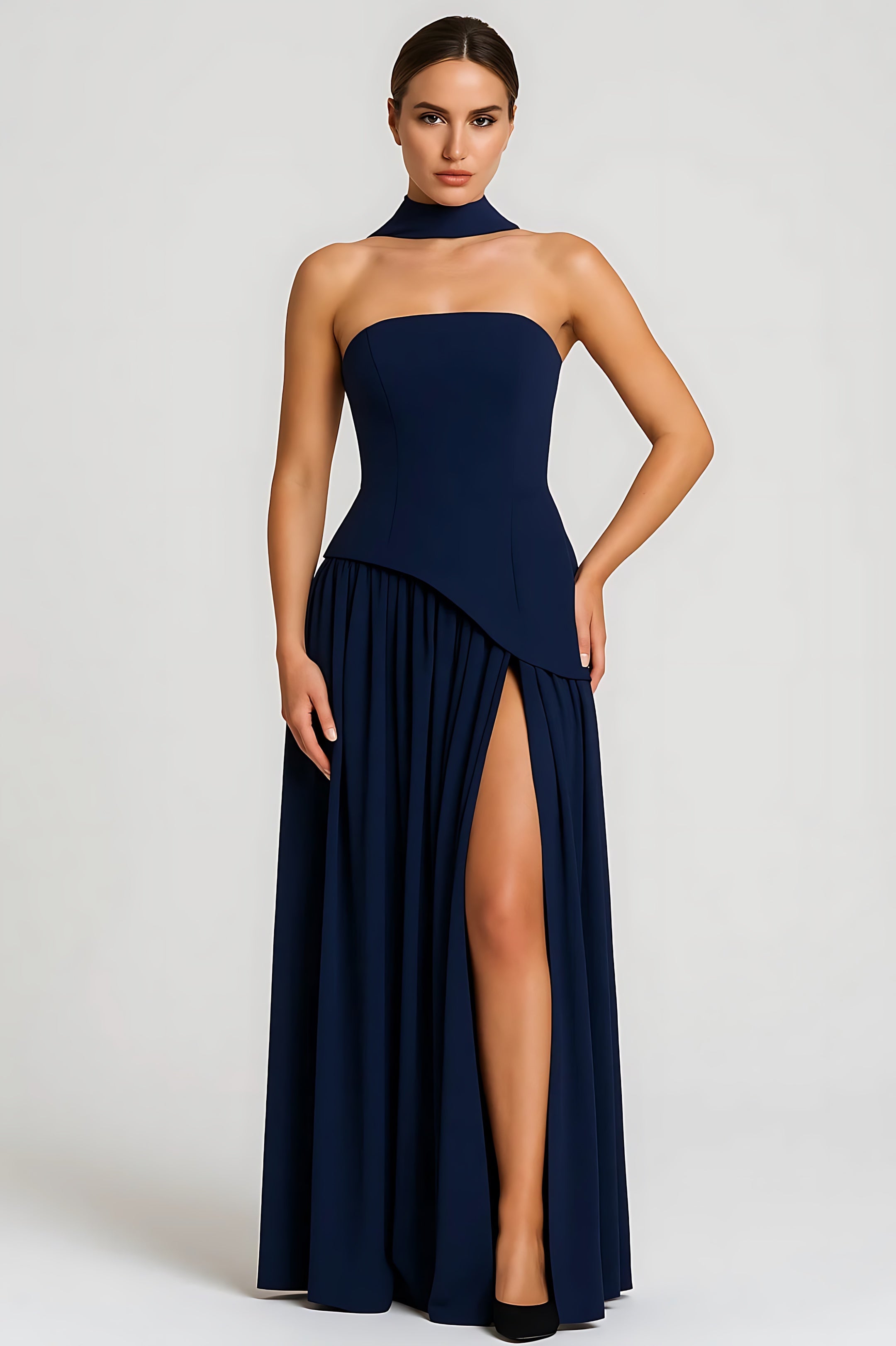 Lucia – Strapless Side Slit Evening Maxi Dress