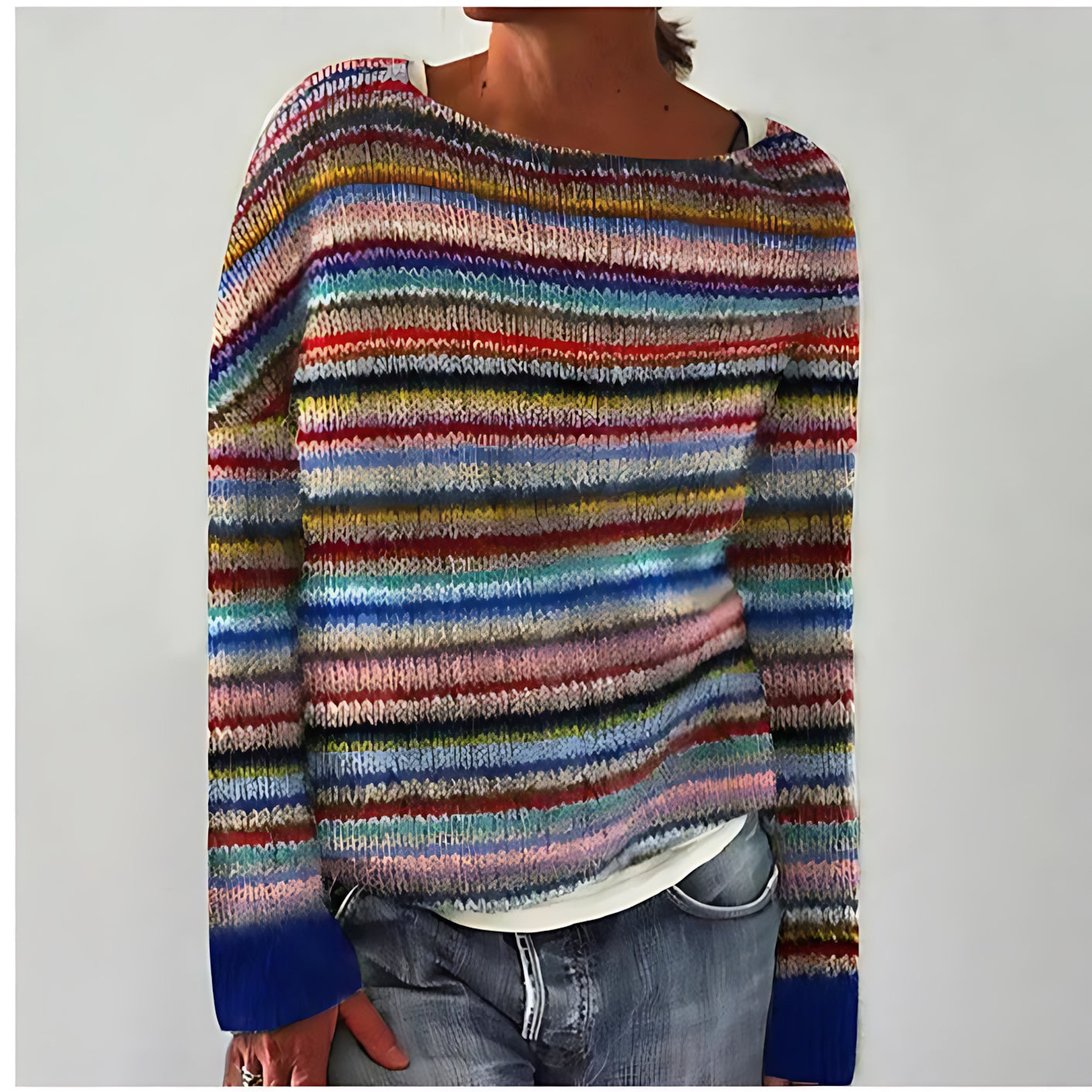 Lucia – Striped Fair Isle Knit Sweater