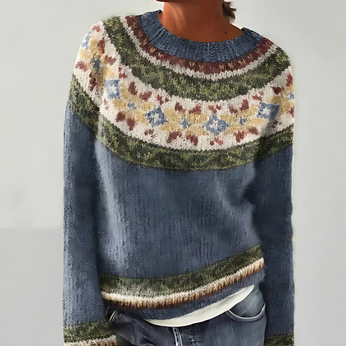 Lucia – Striped Fair Isle Knit Sweater
