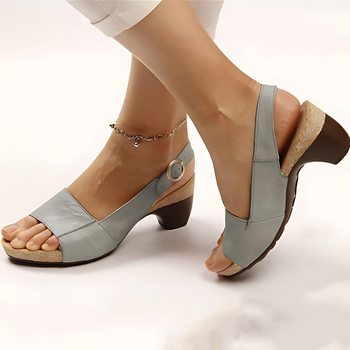 Lucy – Suede Slingback Block Heel Sandals