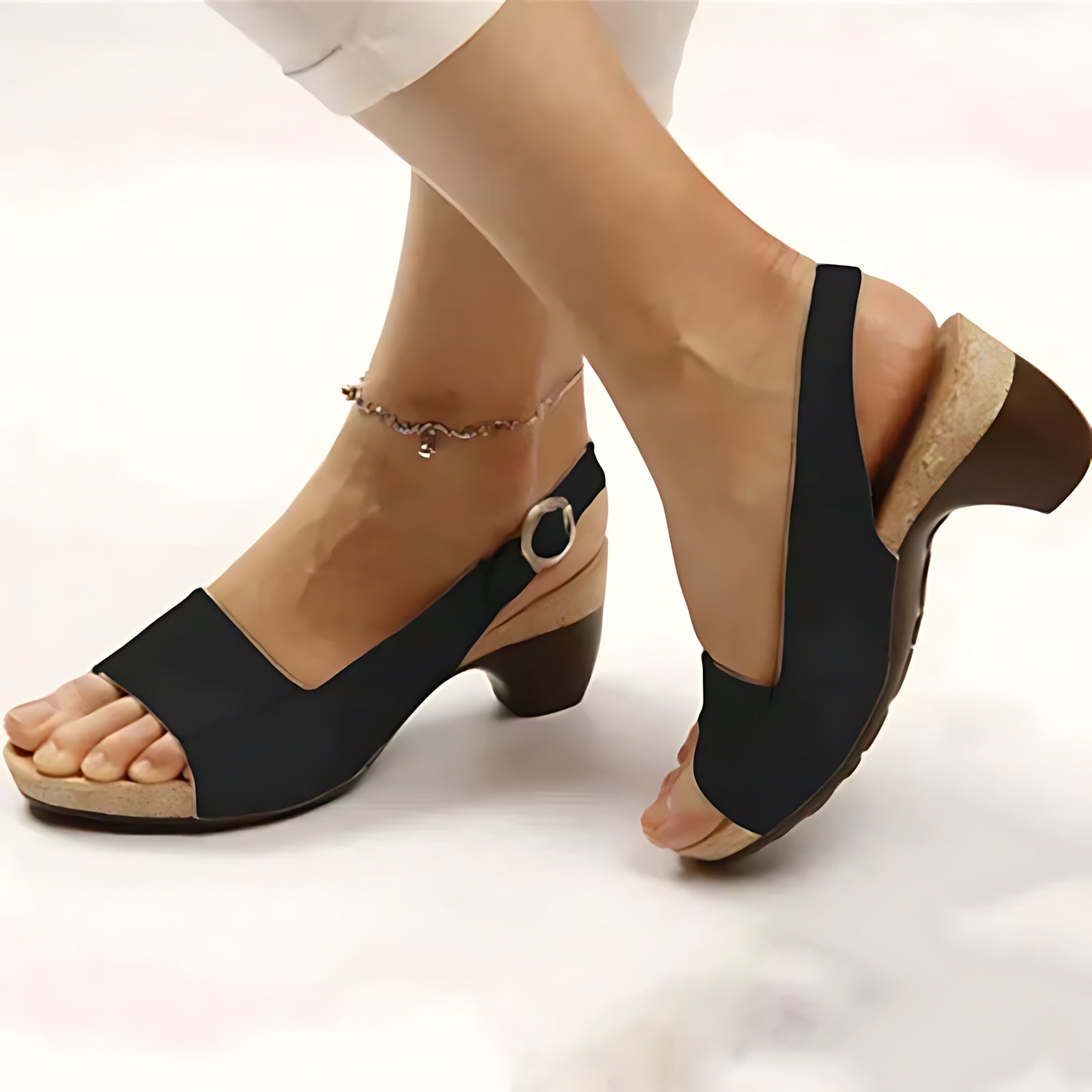 Lucy – Suede Slingback Block Heel Sandals