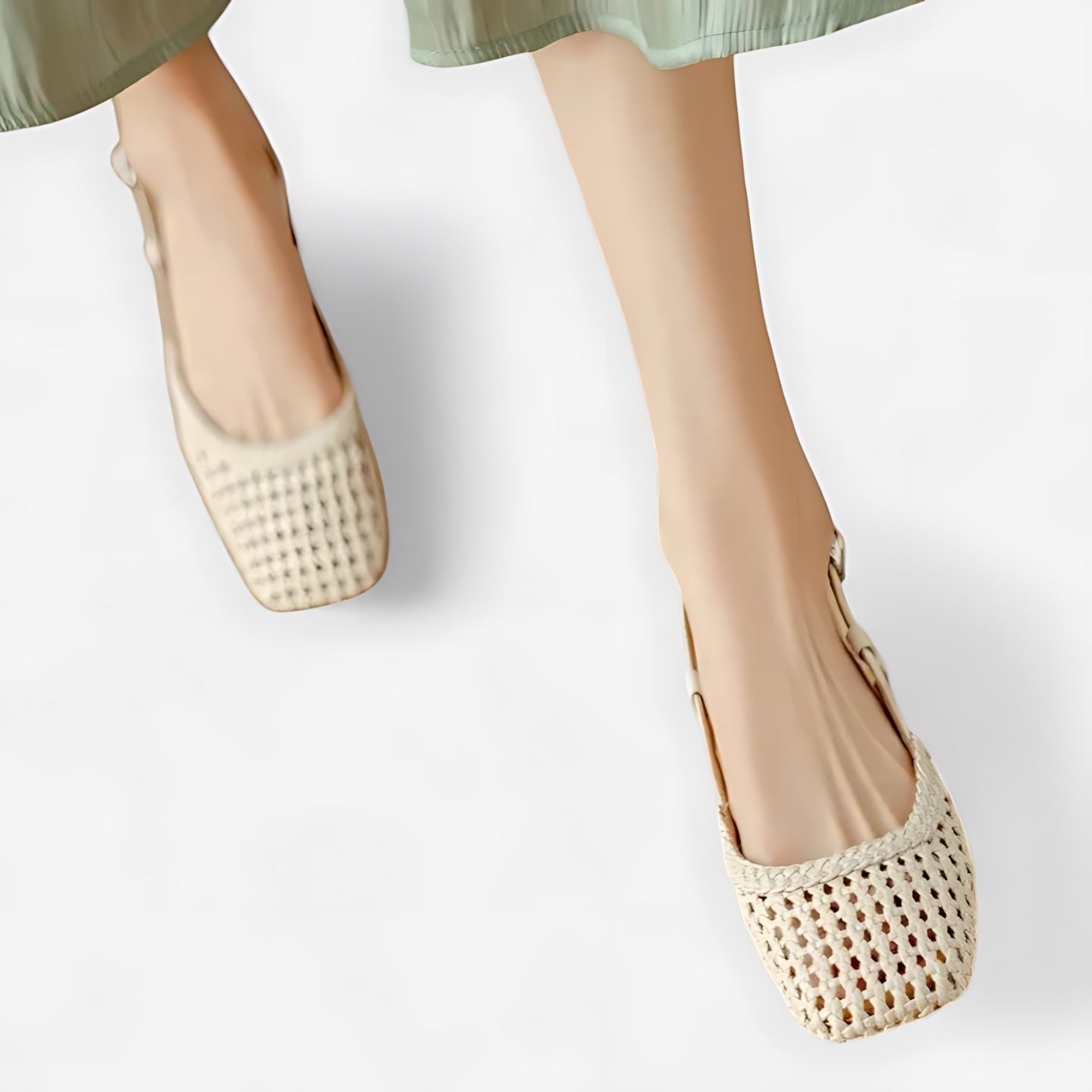 Lucy – Woven Square Toe Slingback Flats