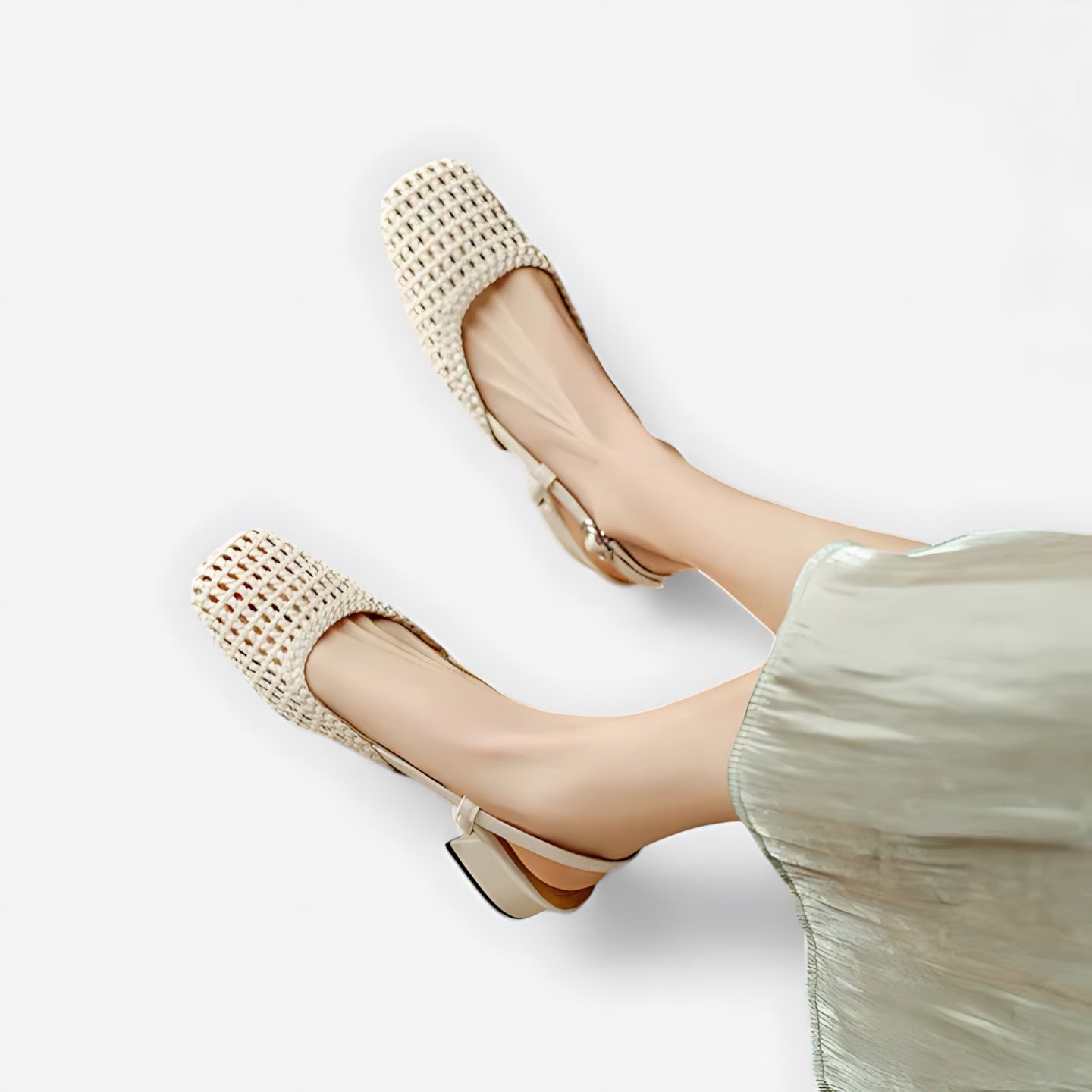 Lucy – Woven Square Toe Slingback Flats