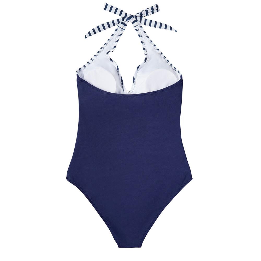 Ruby – Halter Tropical Print One Piece Swimsuit