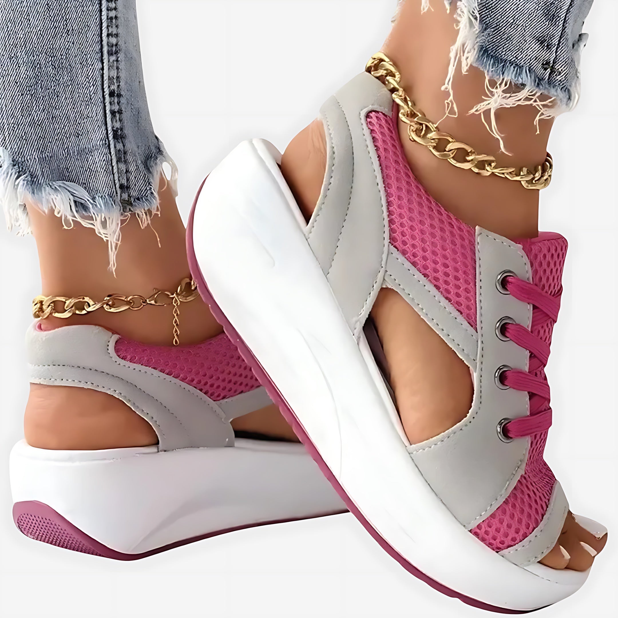 Luna – Lace Up Peep Toe Sneaker Sandals