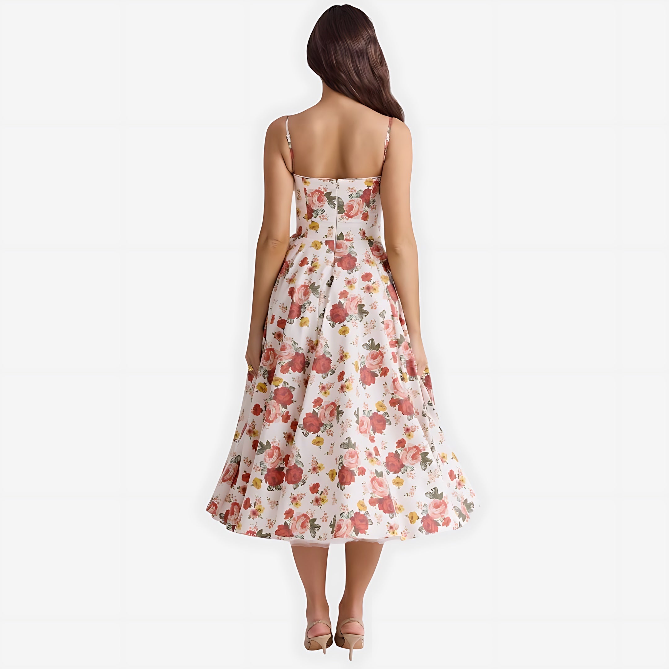Luna – Satin Strapless Cocktail Midi Dress