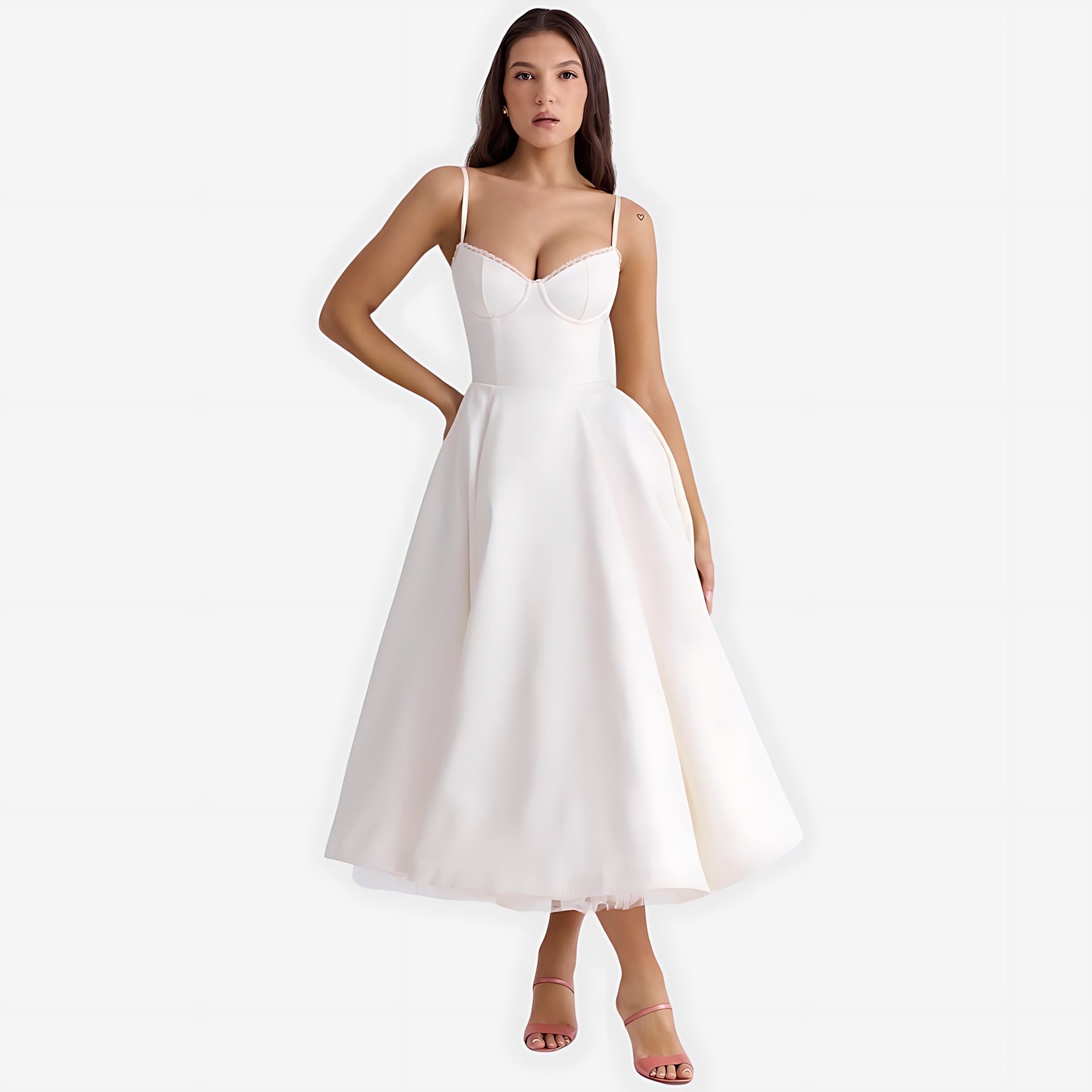 Luna – Satin Strapless Cocktail Midi Dress