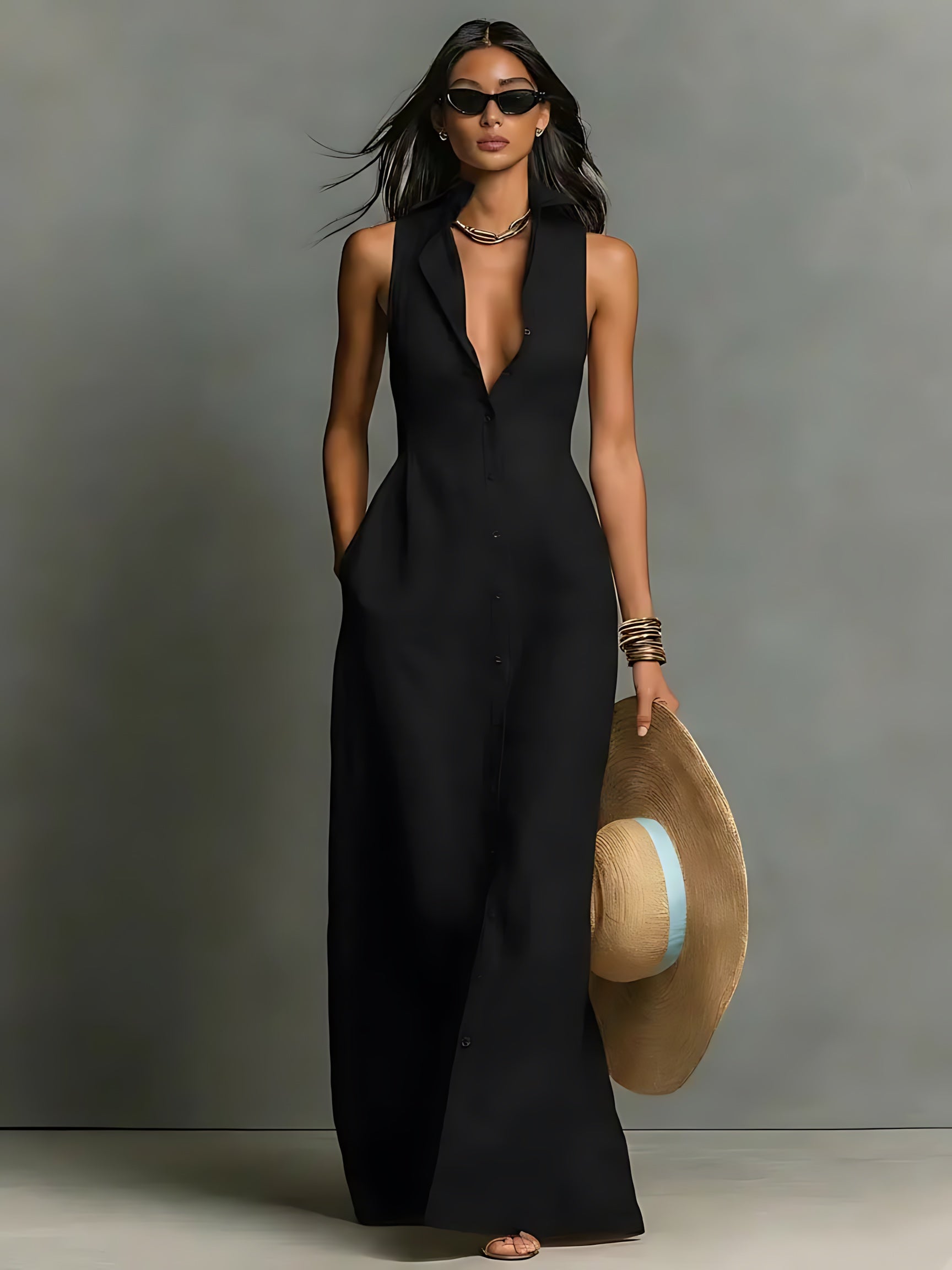 Lyla – V Neck A-Line Summer Maxi Dress