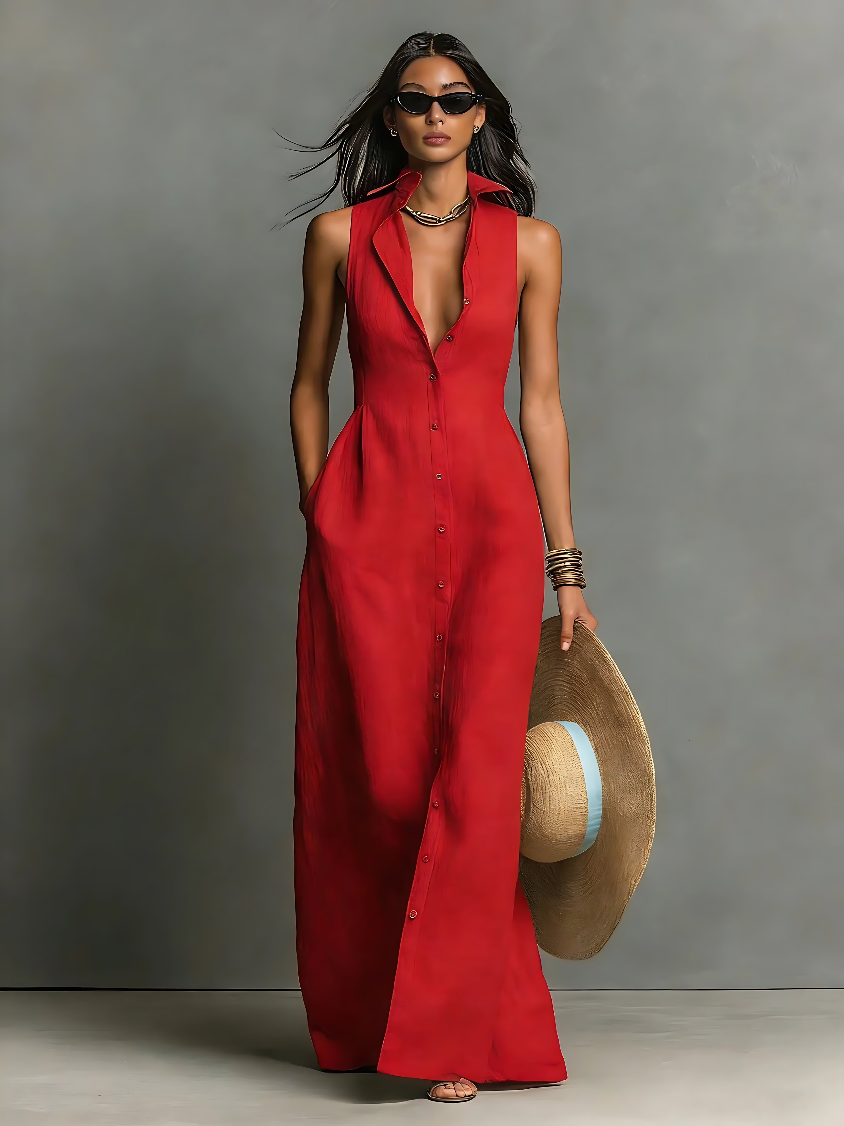 Lyla – V Neck A-Line Summer Maxi Dress