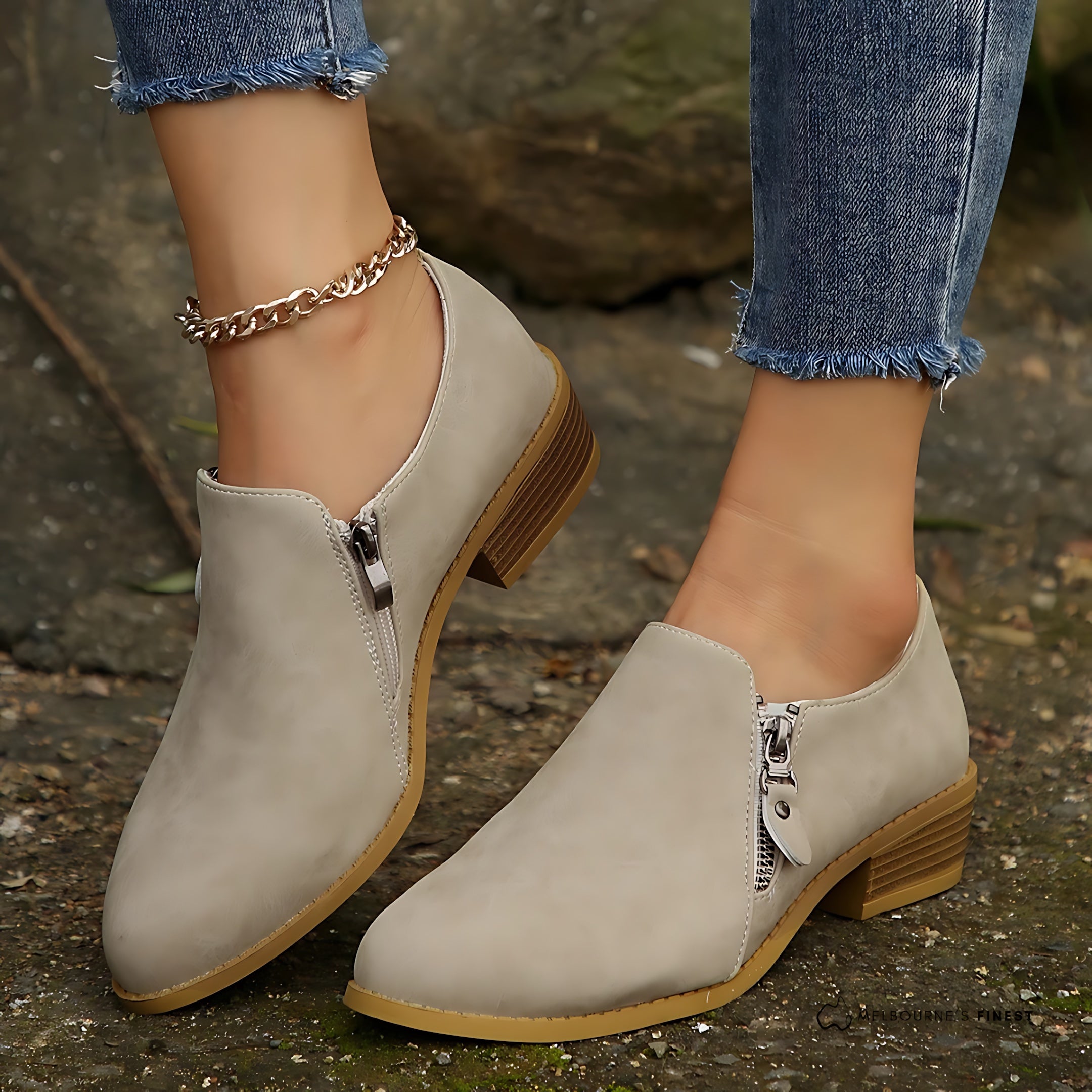 Lyric – Suede Side Zip Flat Ankle Boots