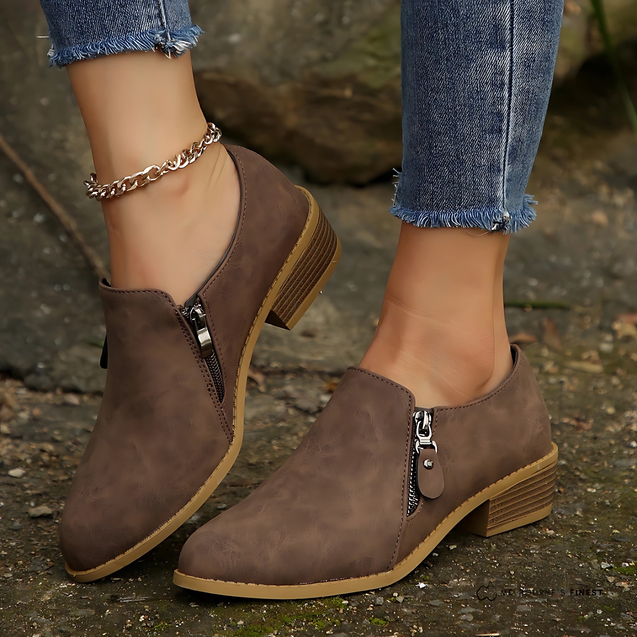 Lyric – Suede Side Zip Flat Ankle Boots