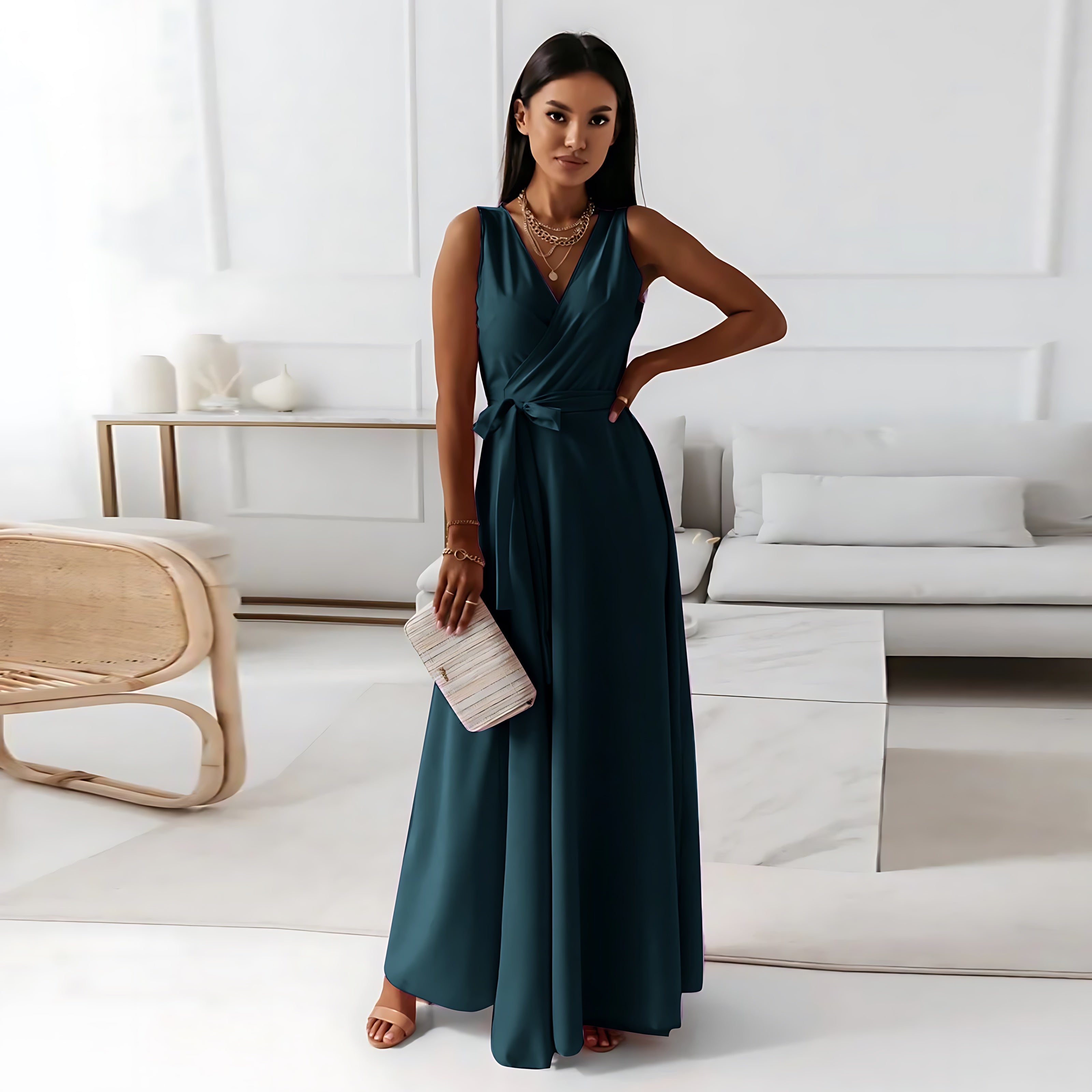 Lyric – V Neck Wrap Wedding Guest Maxi Dress