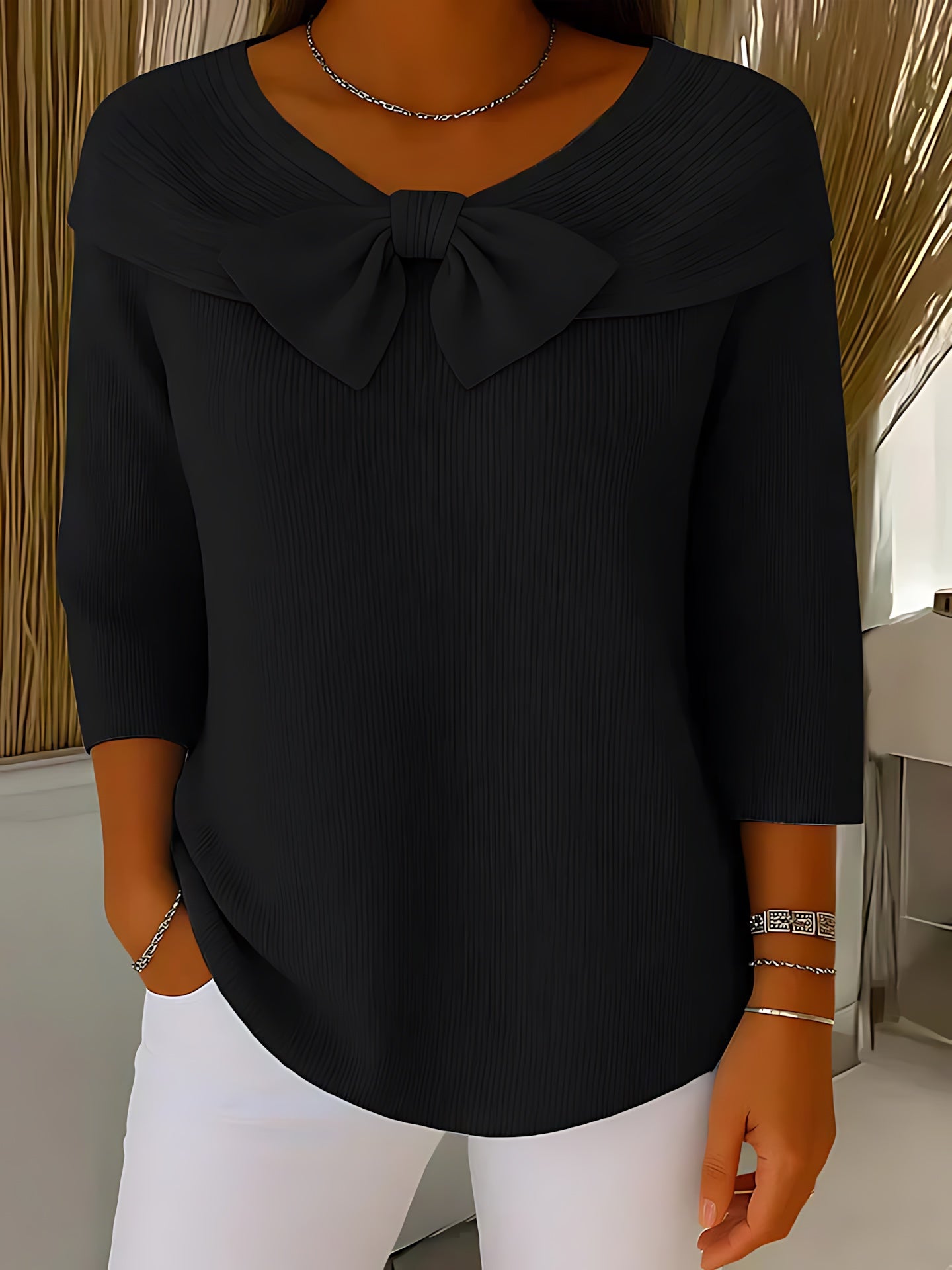 Mabel – Bow Collar Knit Sweater