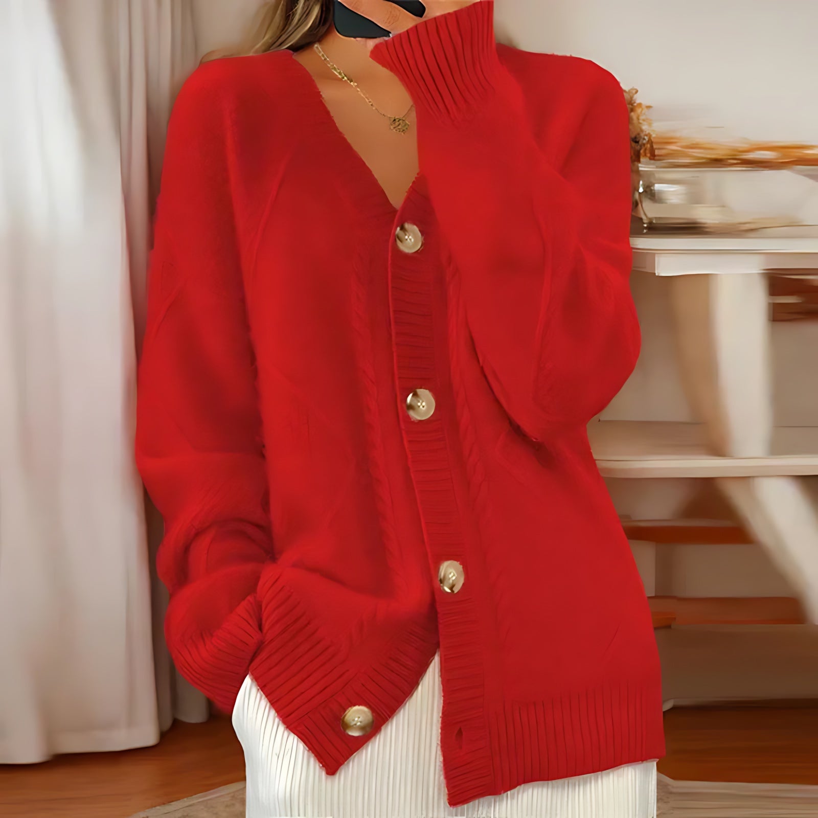 Mabel – Cable Knit Button Up Cardigan