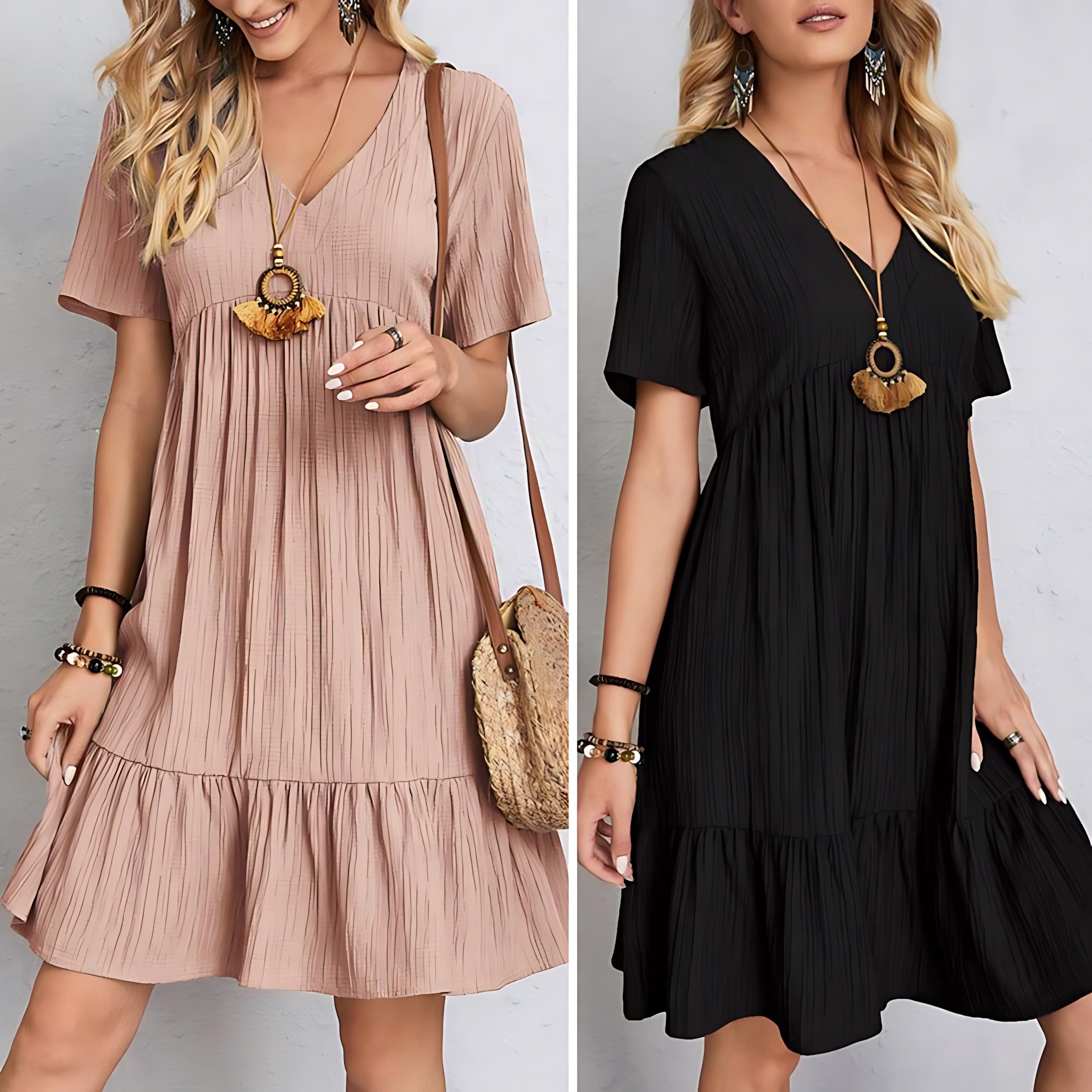 Mabel – V Neck Ruffle Hem A-Line Summer Dress