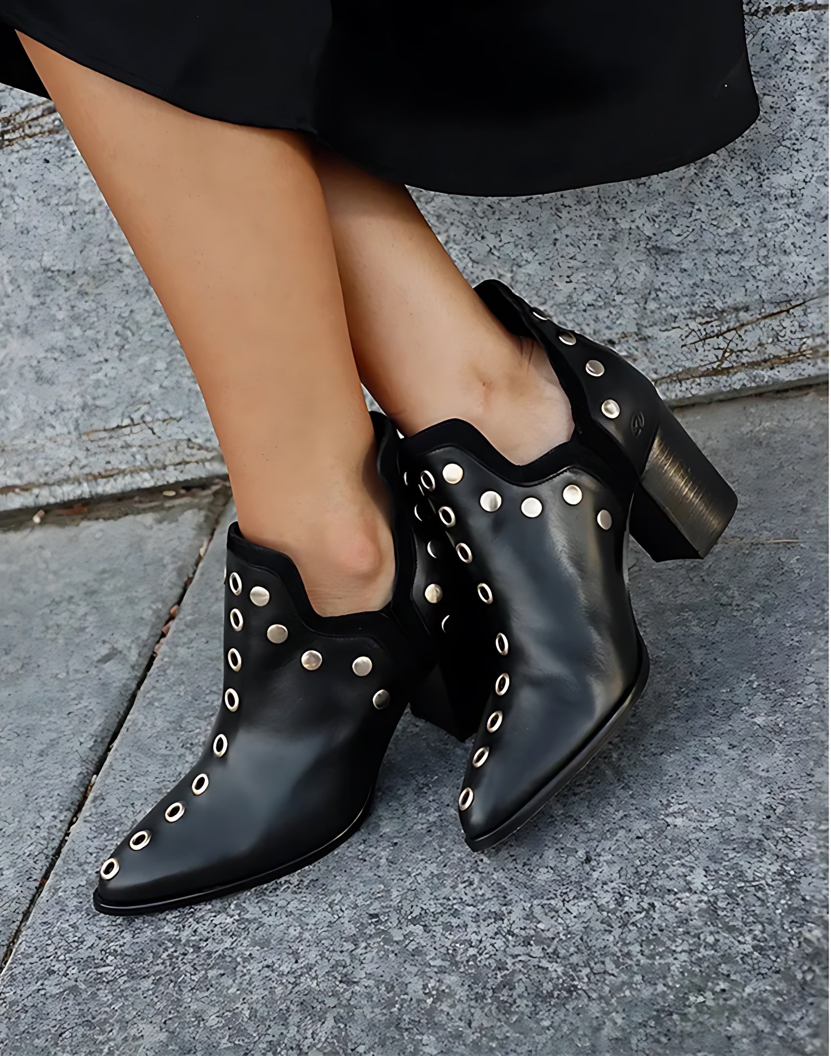 Madeline – Studded Block Heel Ankle Boots