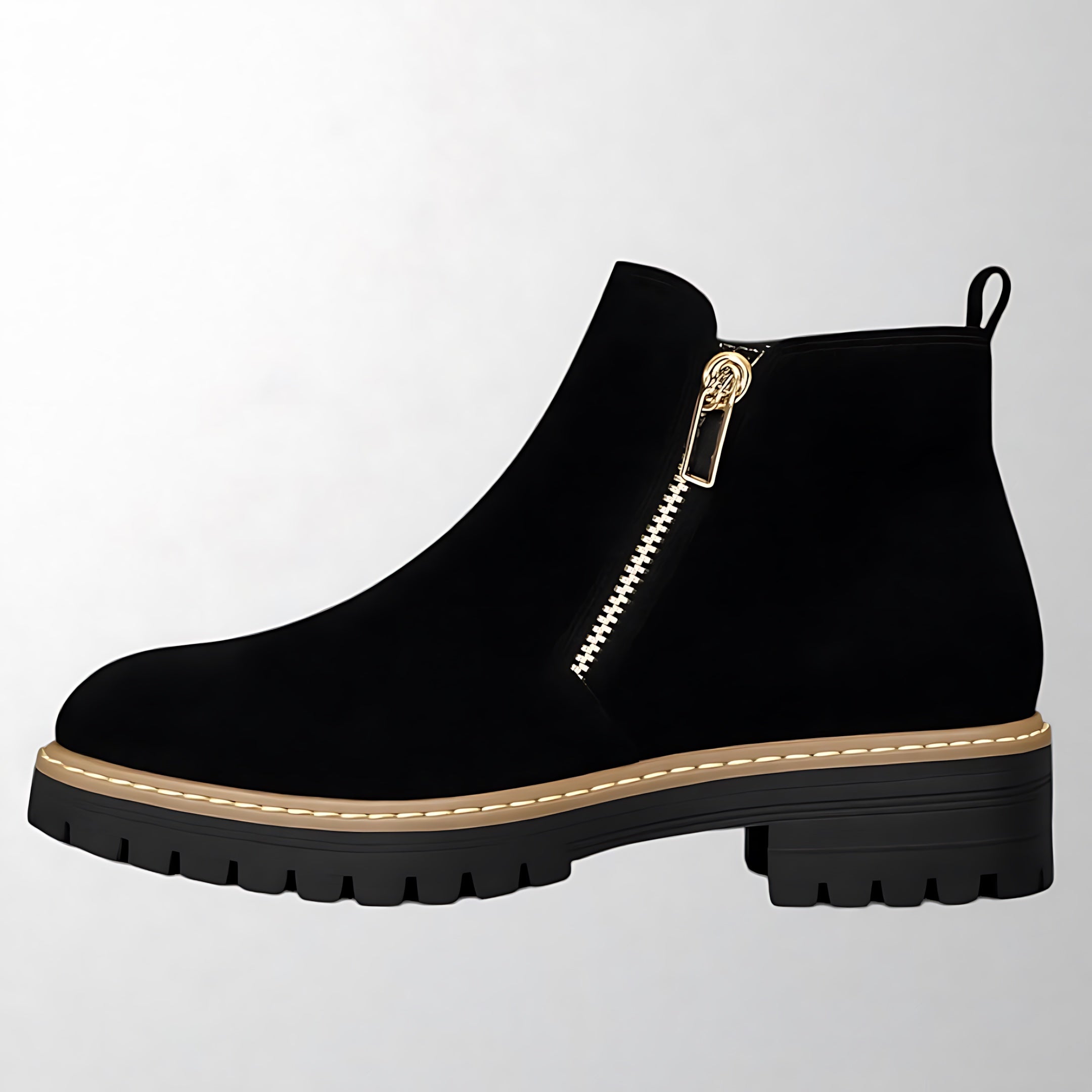 Madeline – Suede Side Zip Block Heel Ankle Boots