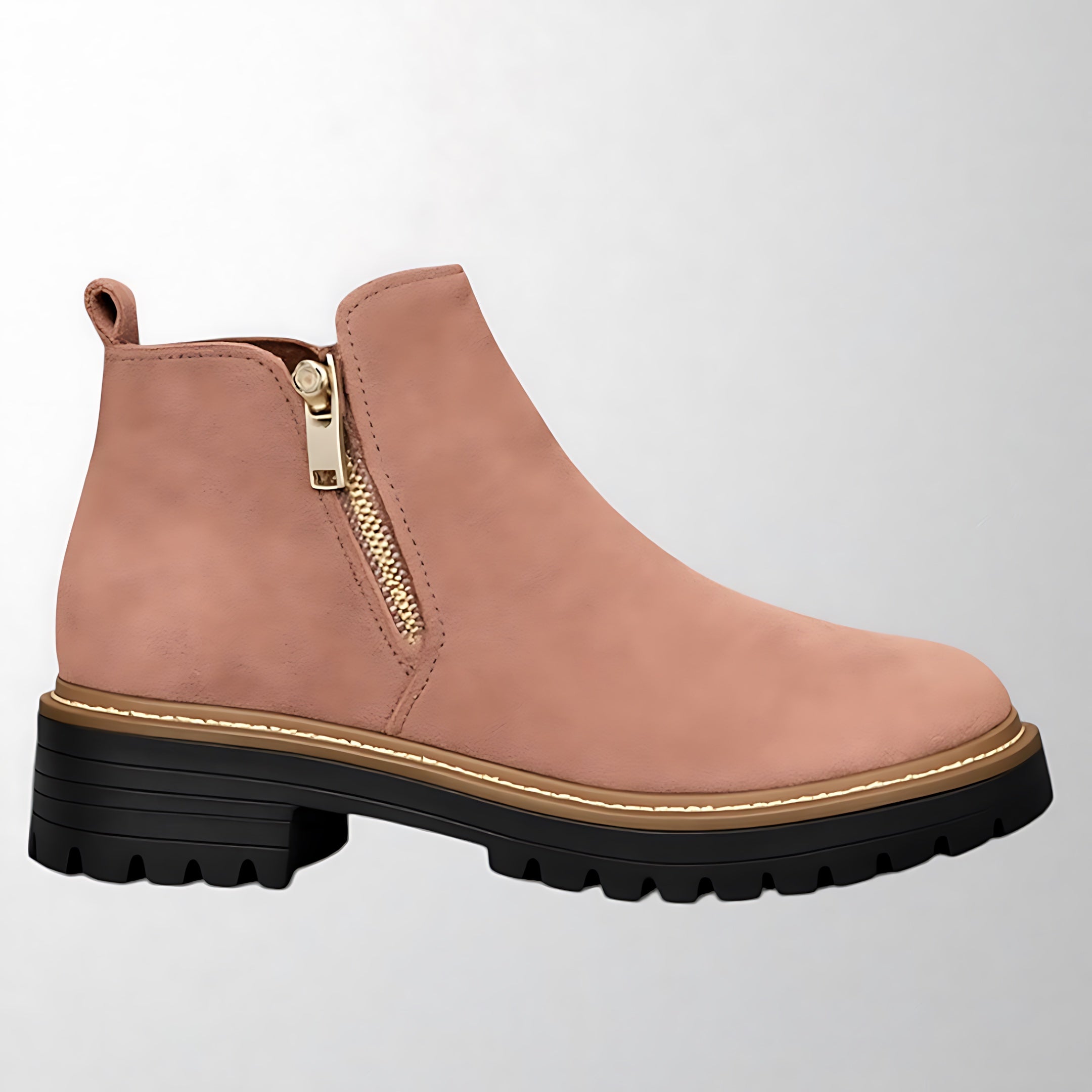 Madeline – Suede Side Zip Block Heel Ankle Boots