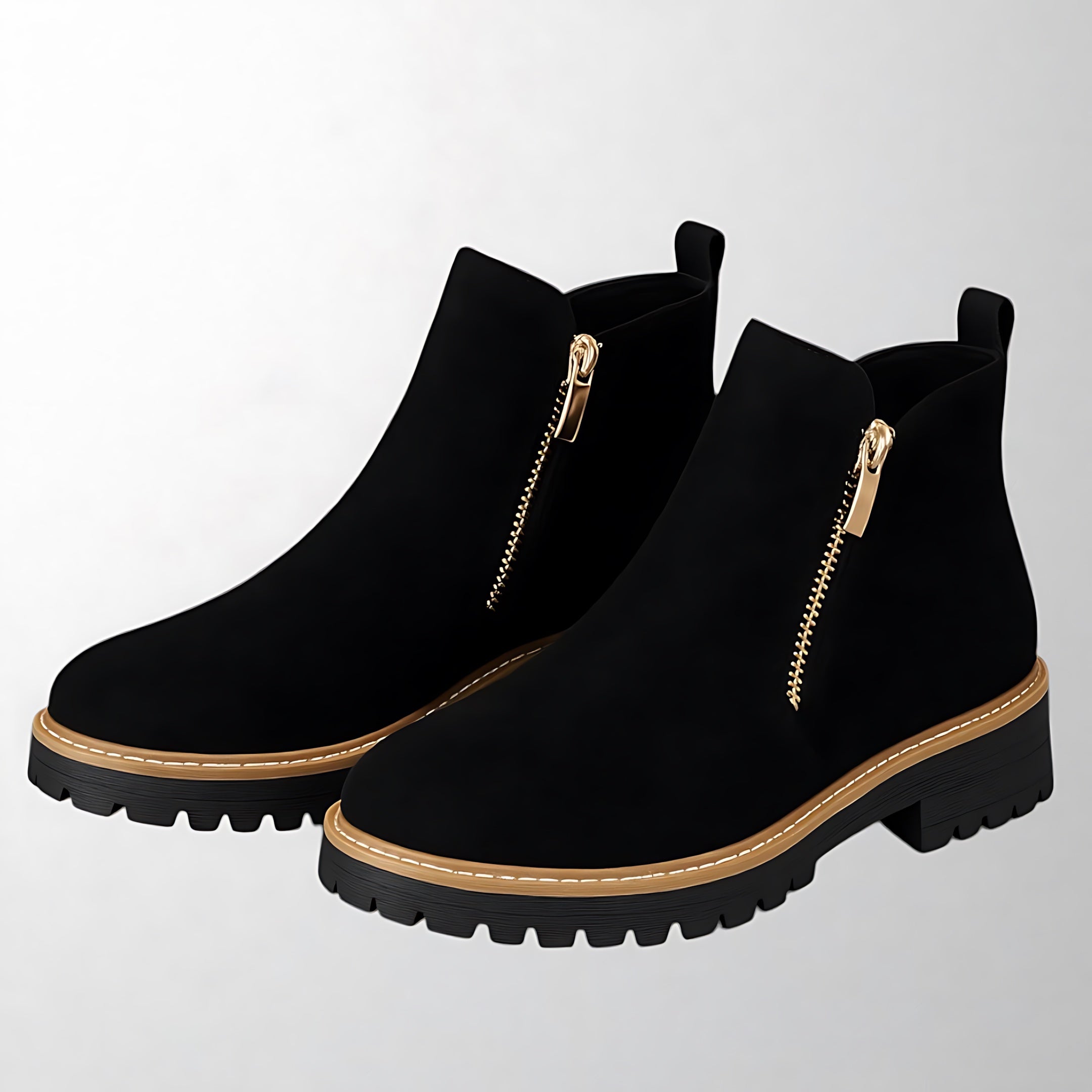 Madeline – Suede Side Zip Block Heel Ankle Boots