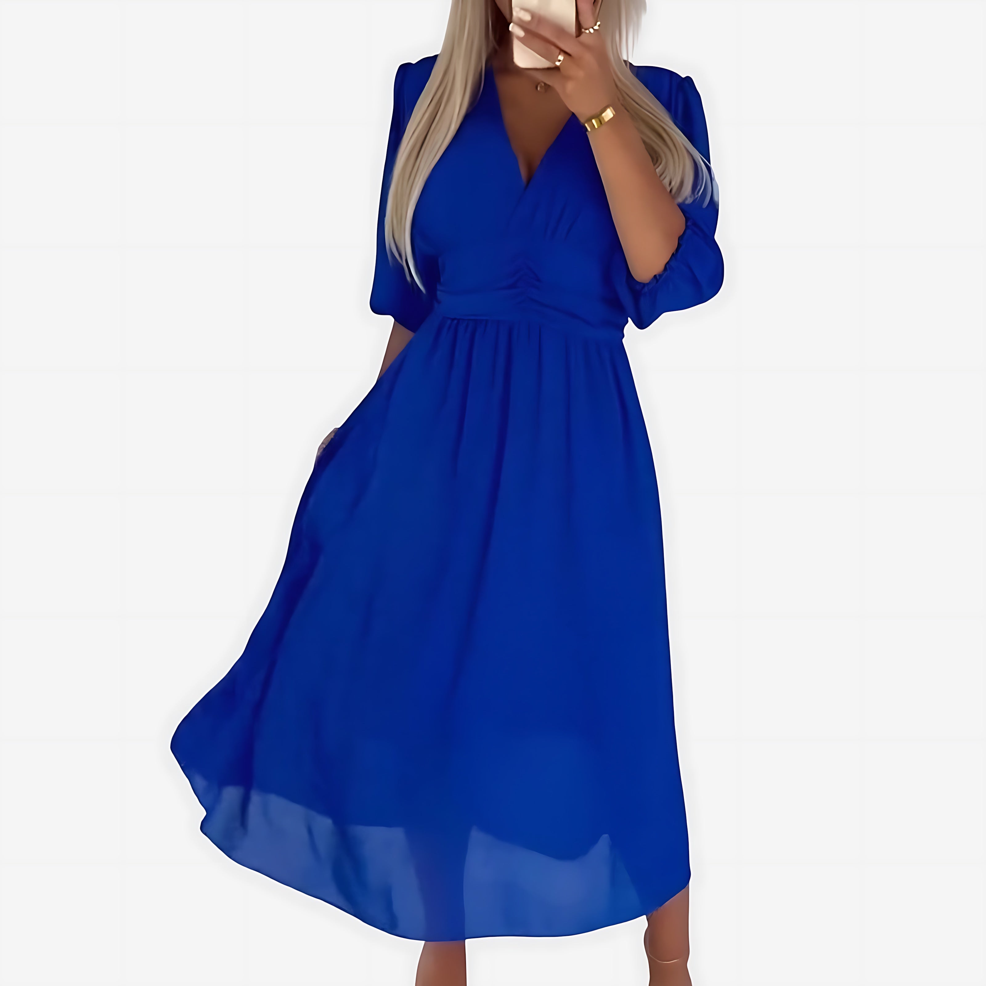 Madelyn – Chiffon V Neck Wedding Guest Midi Dress