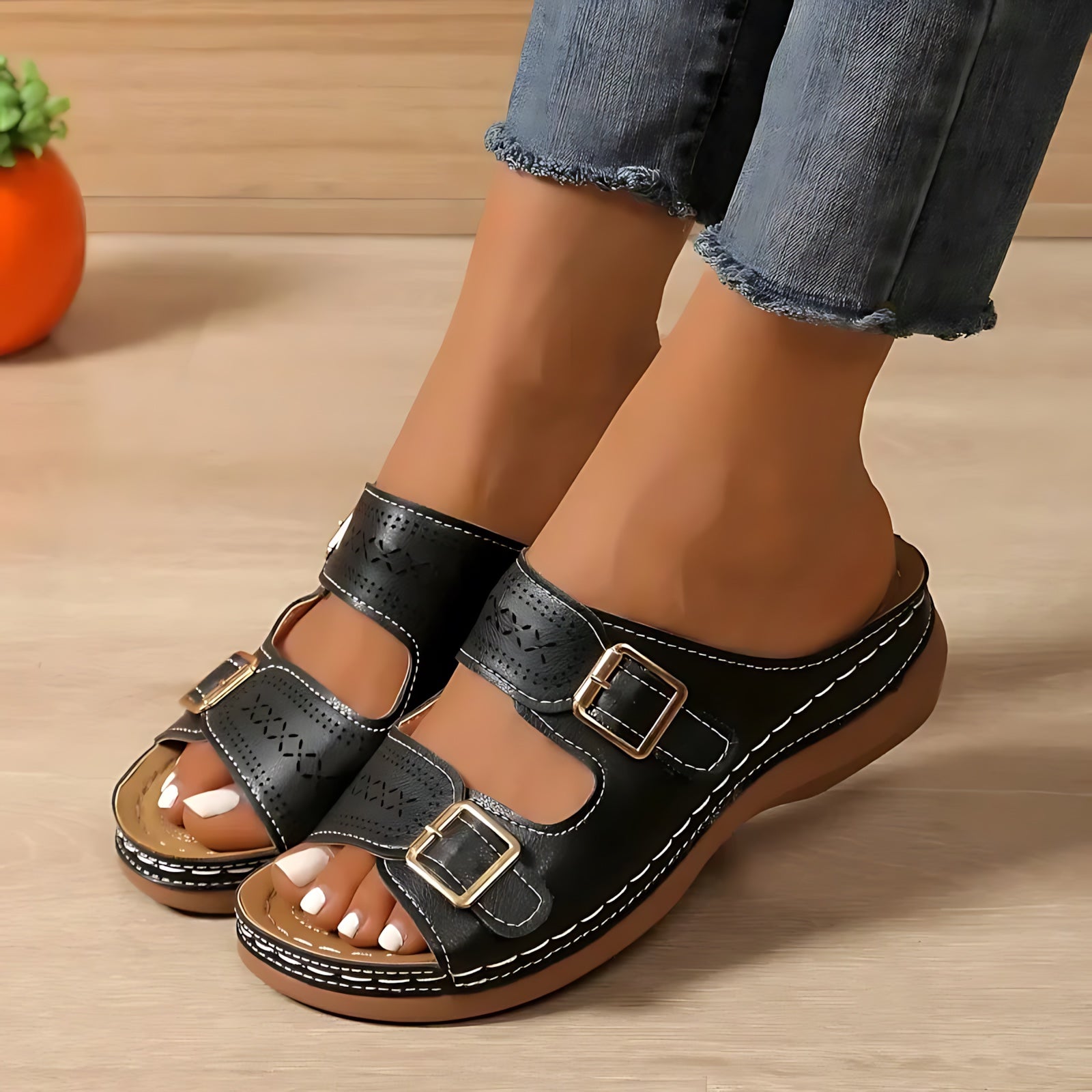 Madelyn – Double Strap Platform Slide Sandals
