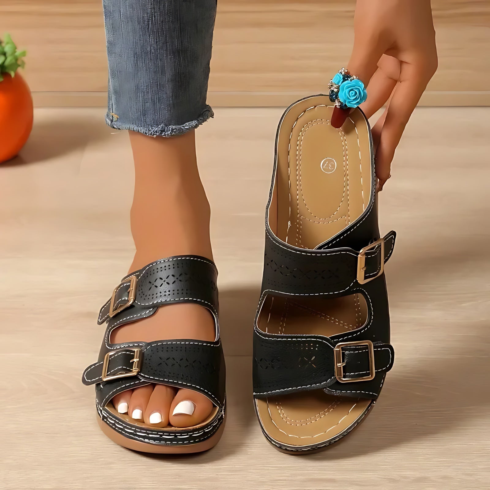 Madelyn – Double Strap Platform Slide Sandals