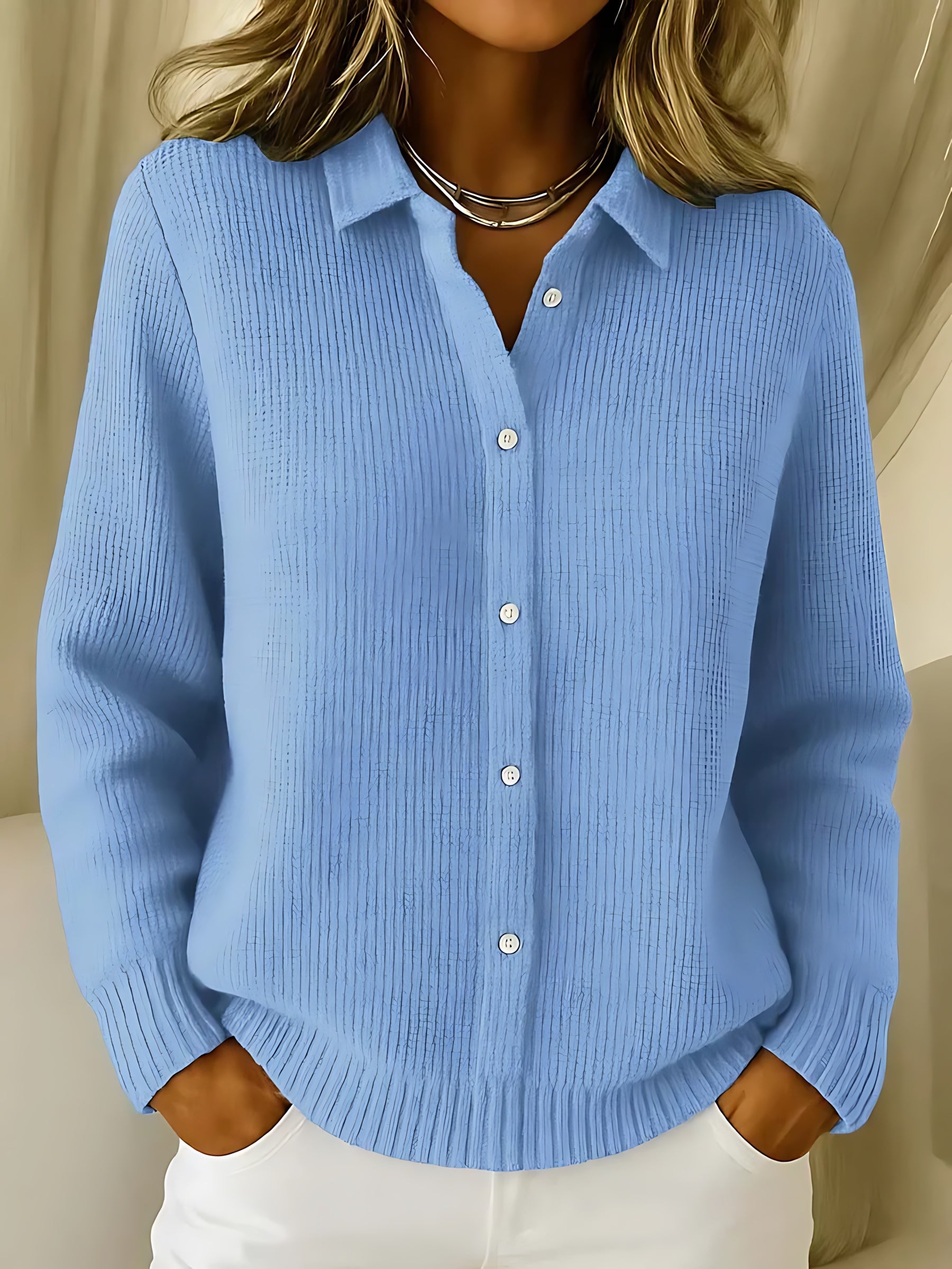 Madelyn – Long Sleeve Collared Button Up Cardigan