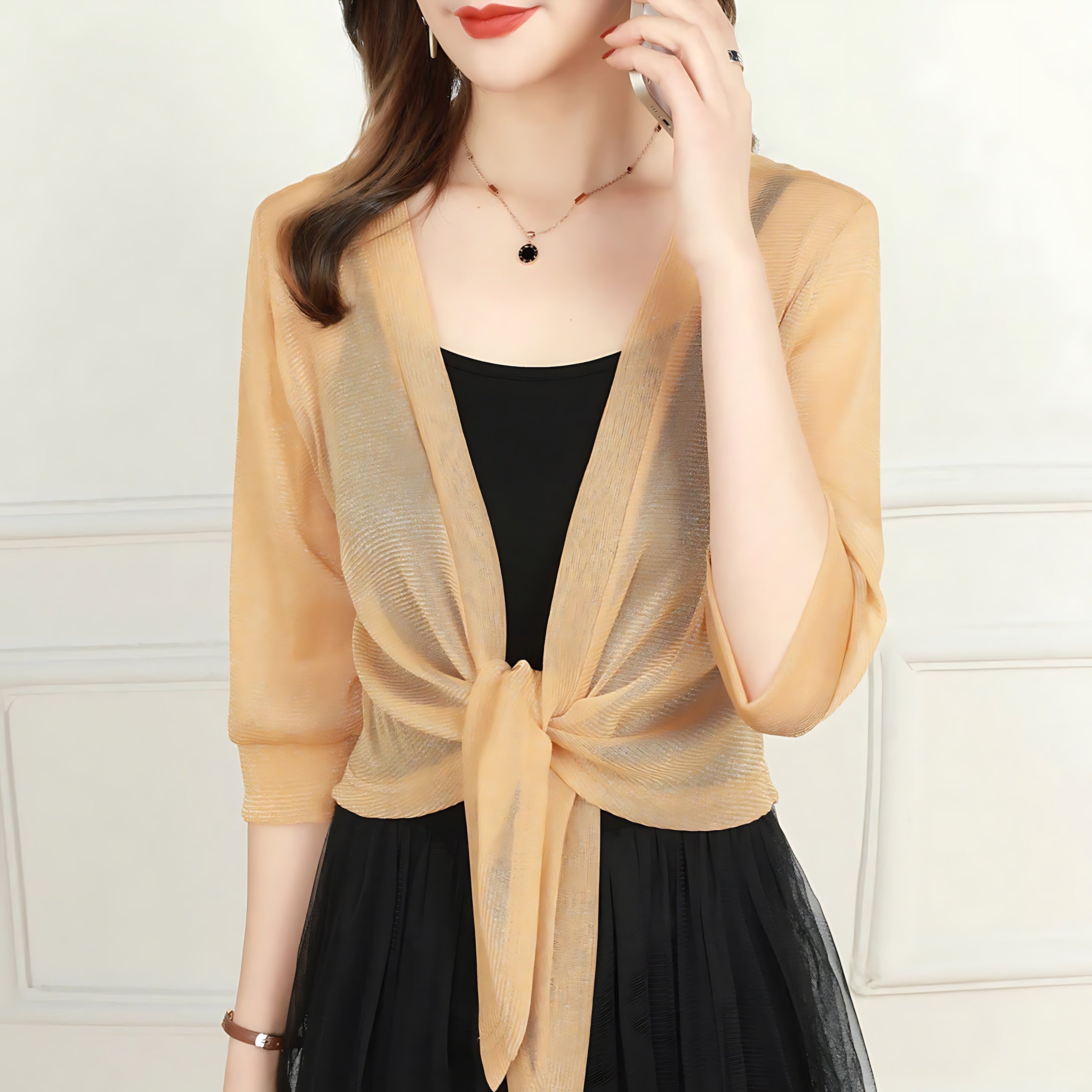 Madelyn – Sheer Tie Front Blouse